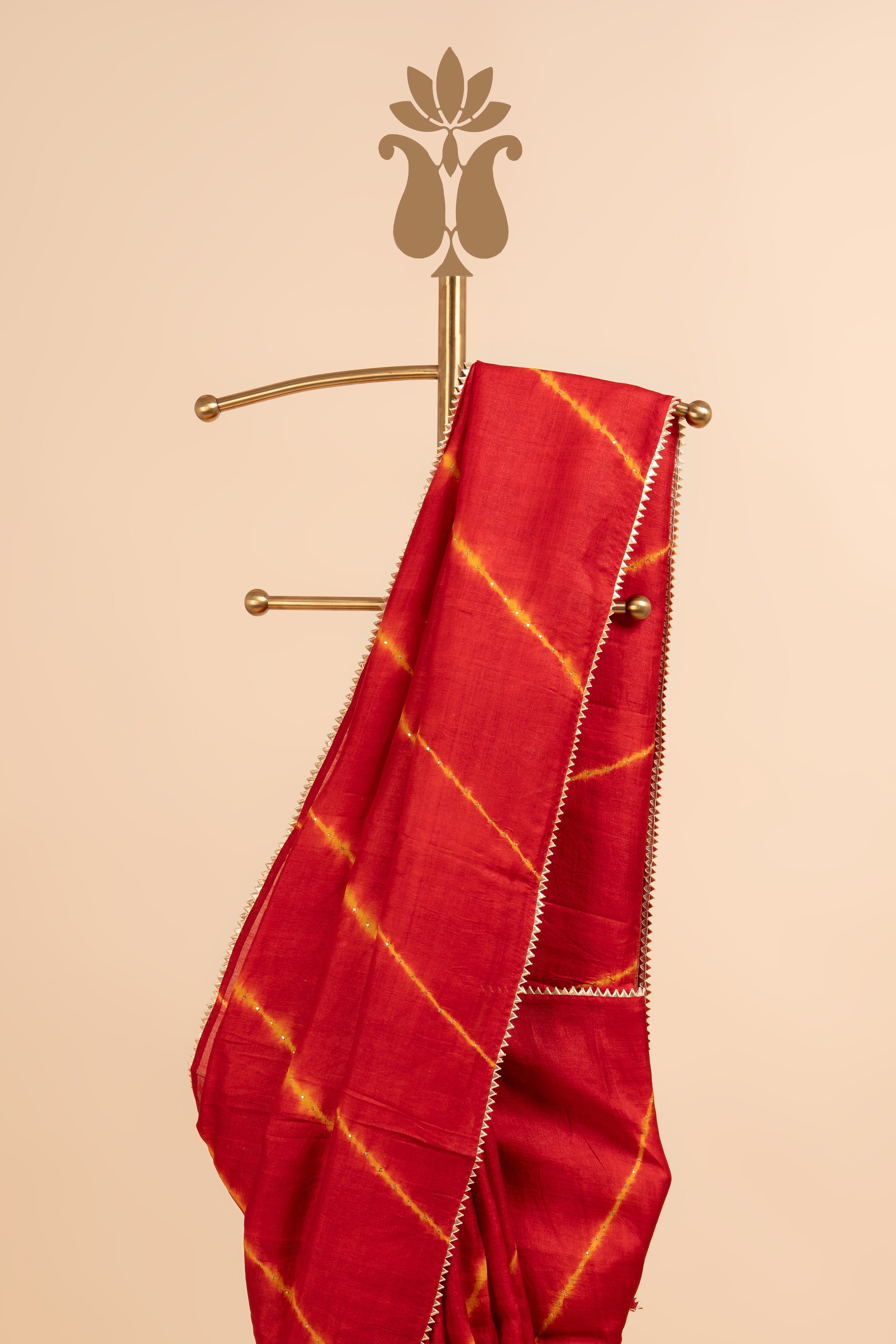 Classic Red Festive Tussar Silk Saree