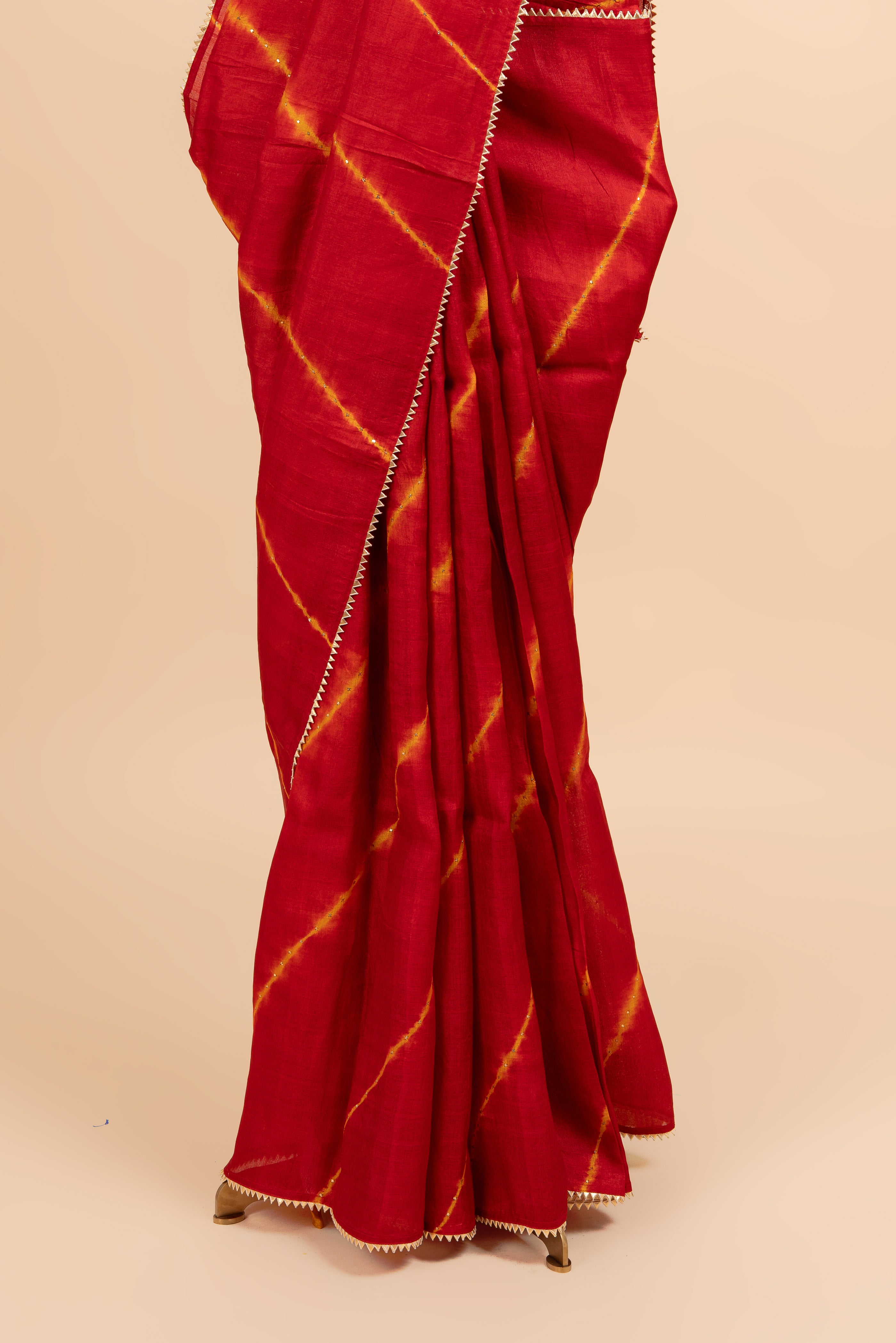 Classic Red Festive Tussar Silk Saree