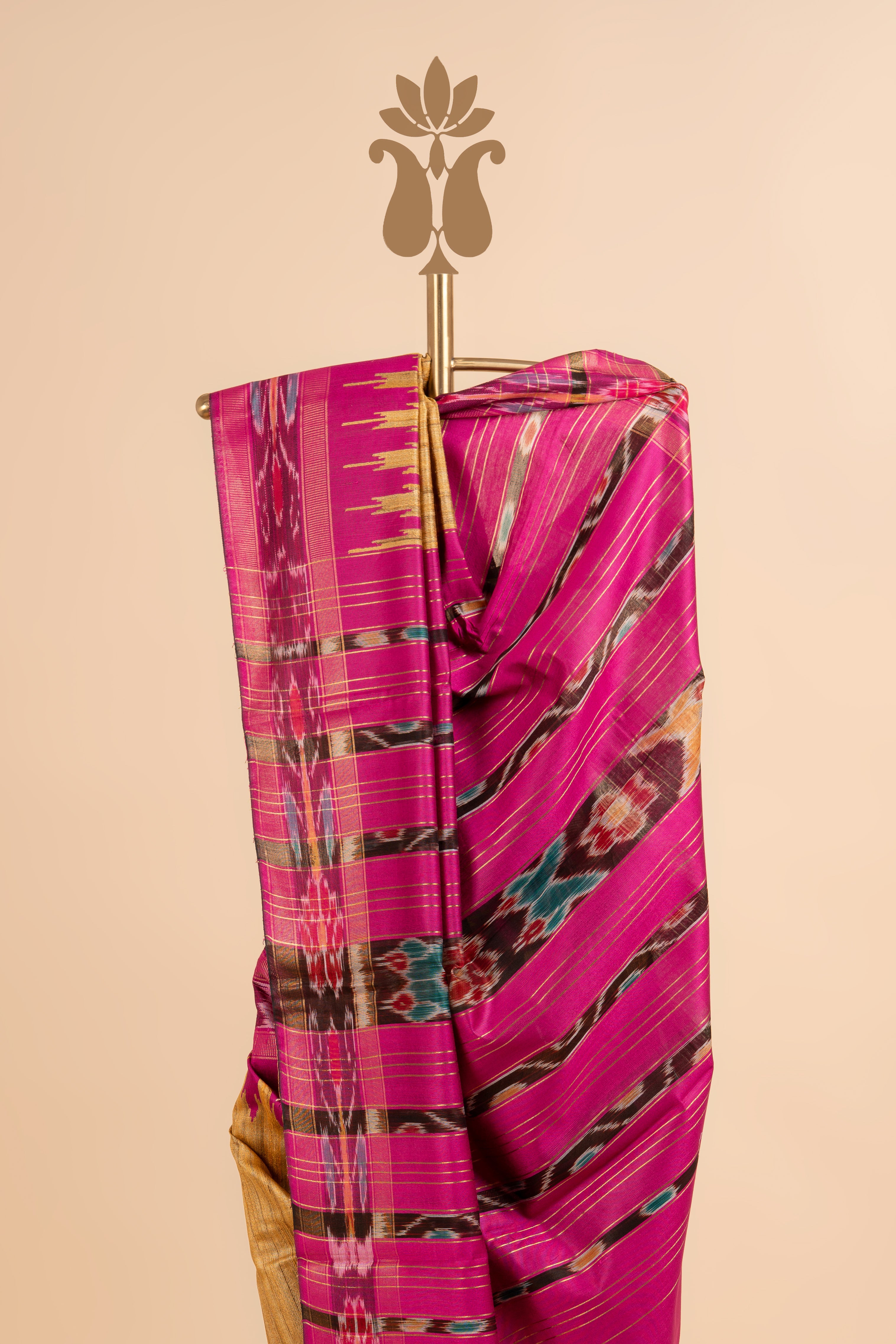 Contemporary Traditional Golden Ghicha Tussar Saree