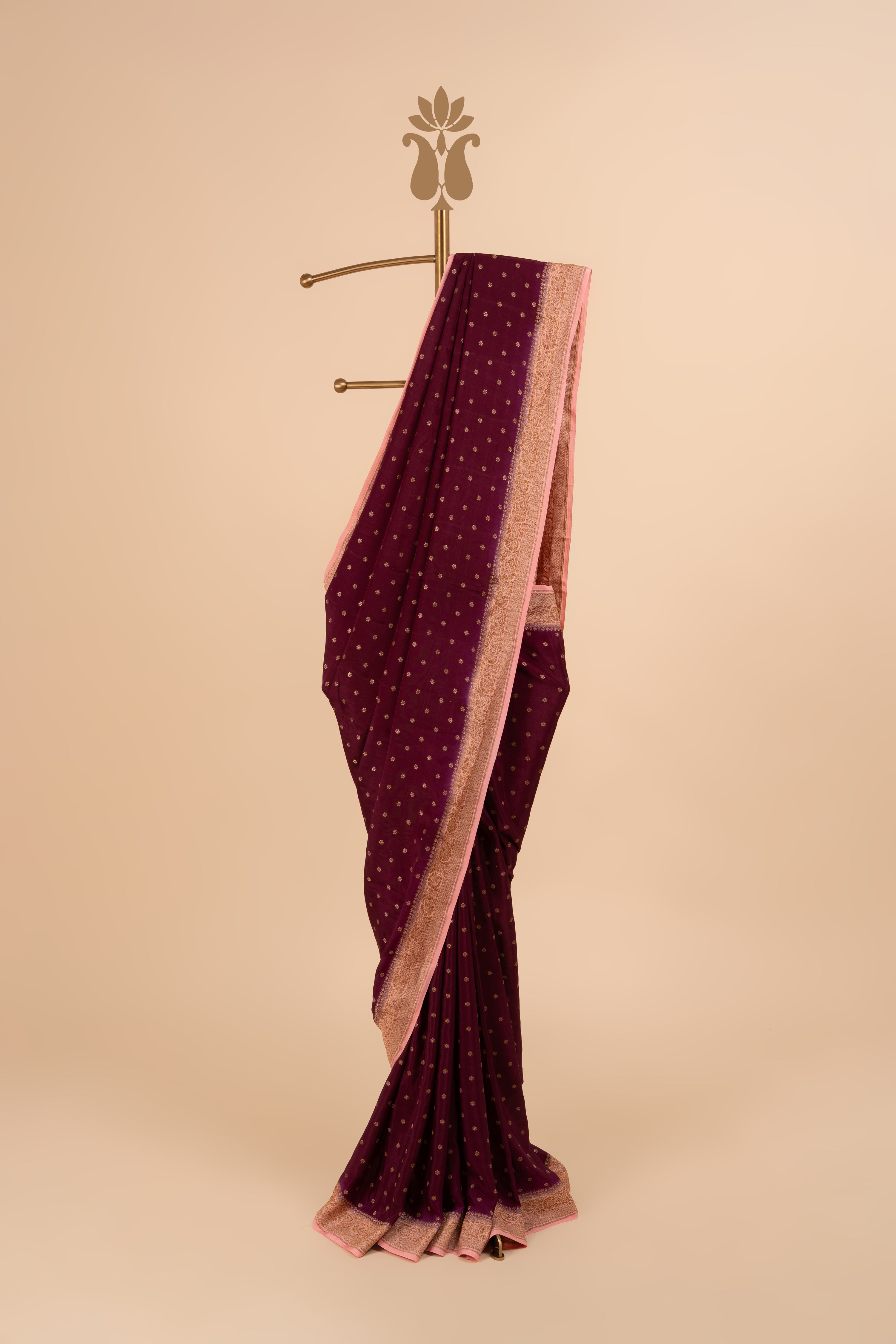 Contrast Border Banarasi Crepe Saree