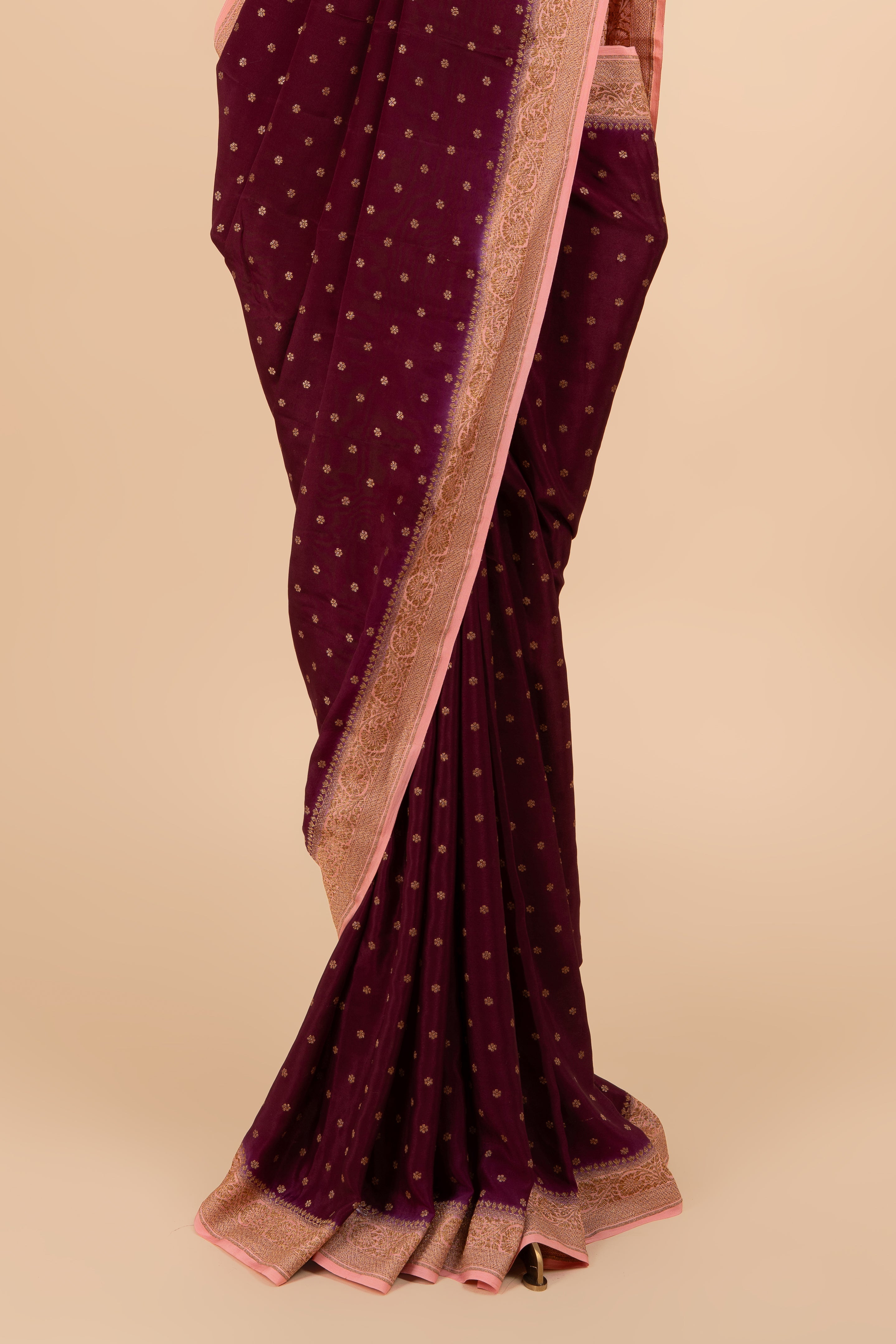 Contrast Border Banarasi Crepe Saree