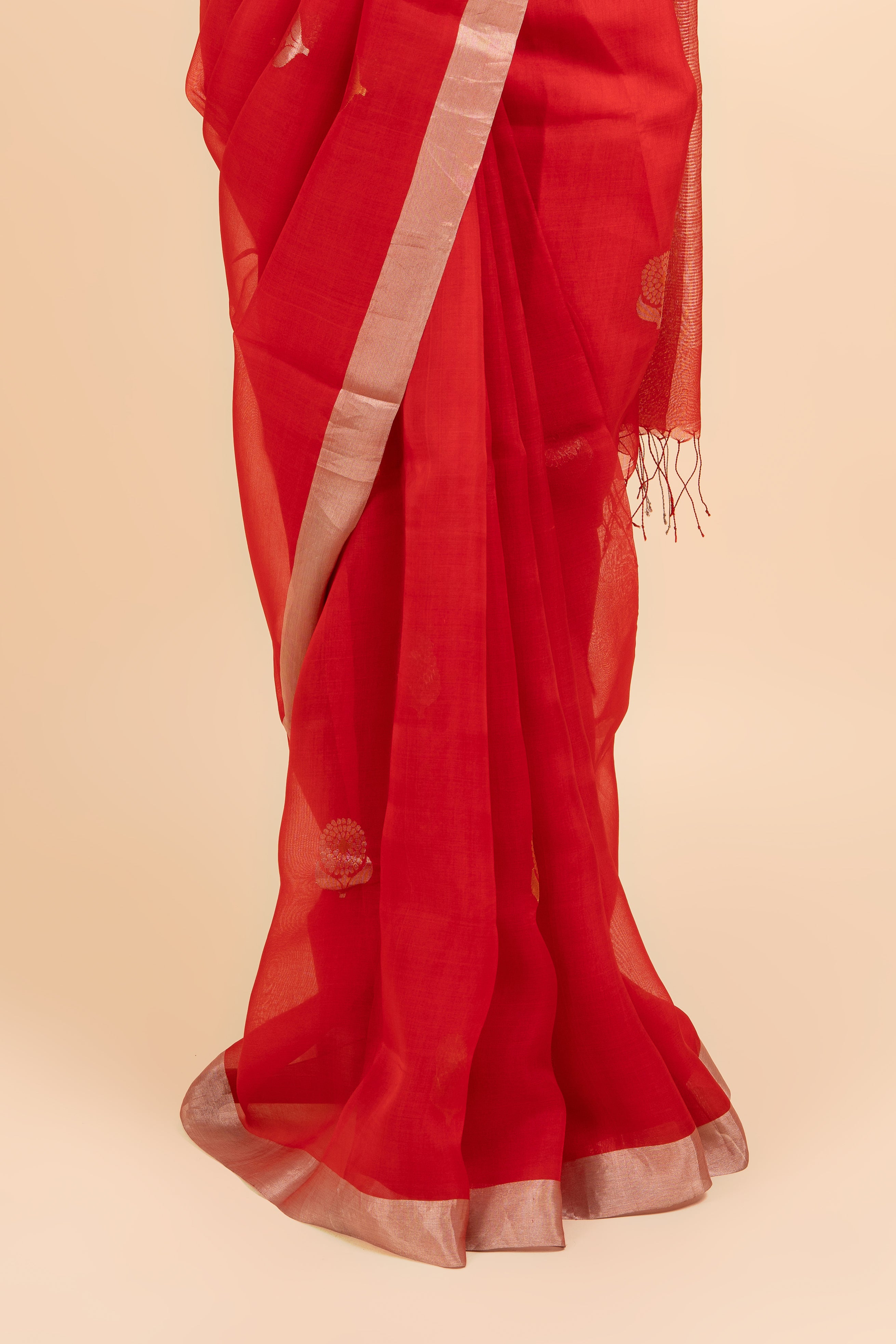 Elegant Red Organza Saree