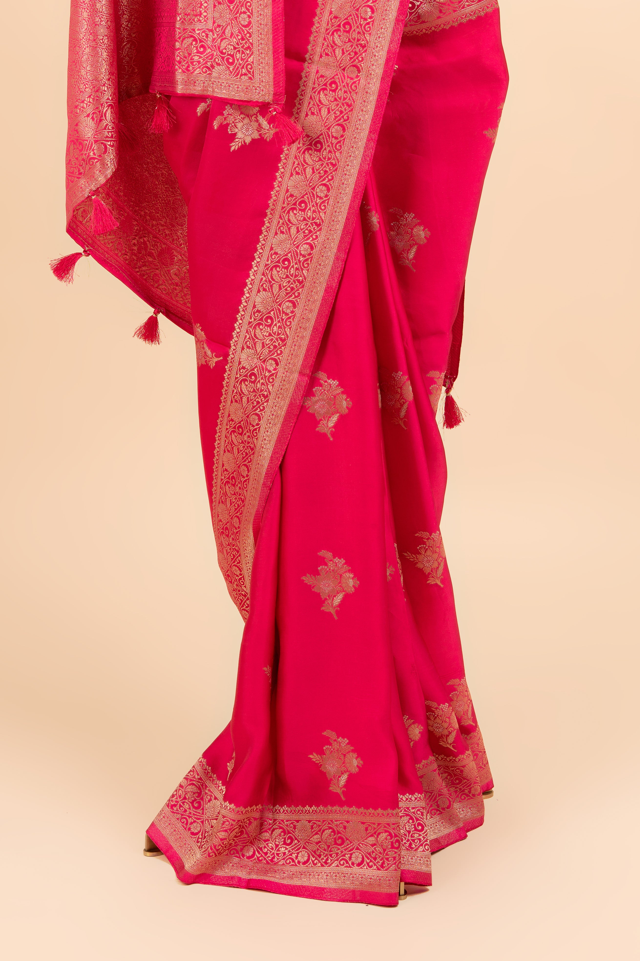 Pink Satin Banarasi Saree