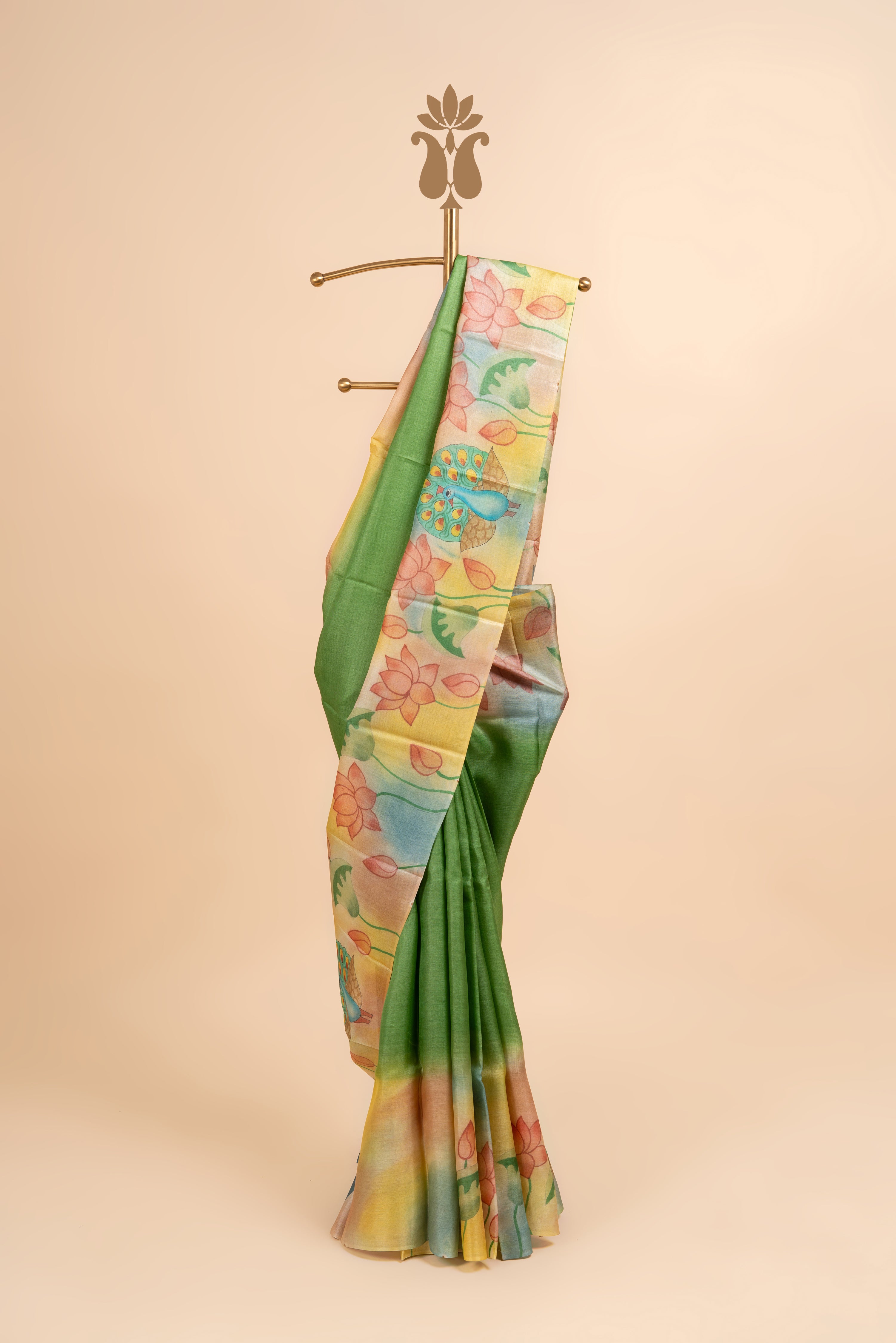 Regal Green Pichwai Tussar Silk Saree