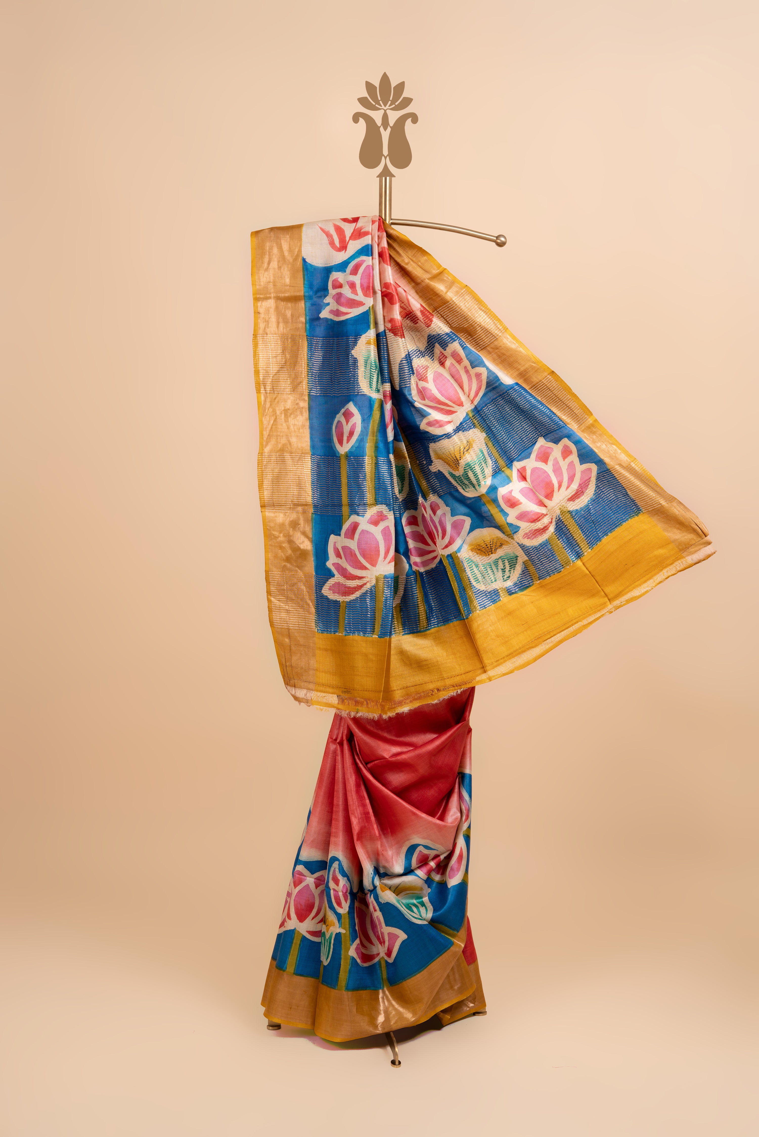 Rustic Red Handpainted Tussar Saree
