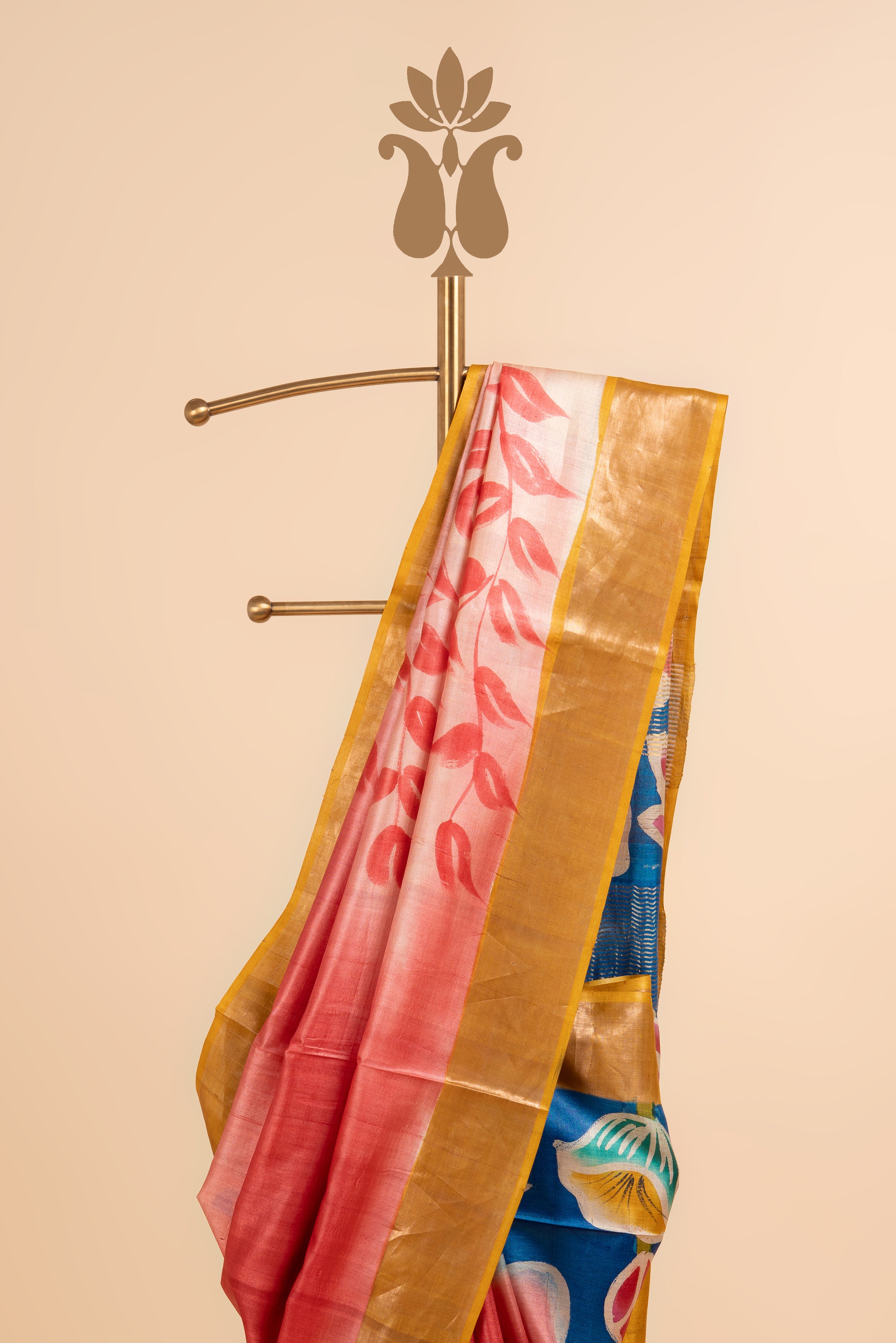 Rustic Red Handpainted Tussar Saree