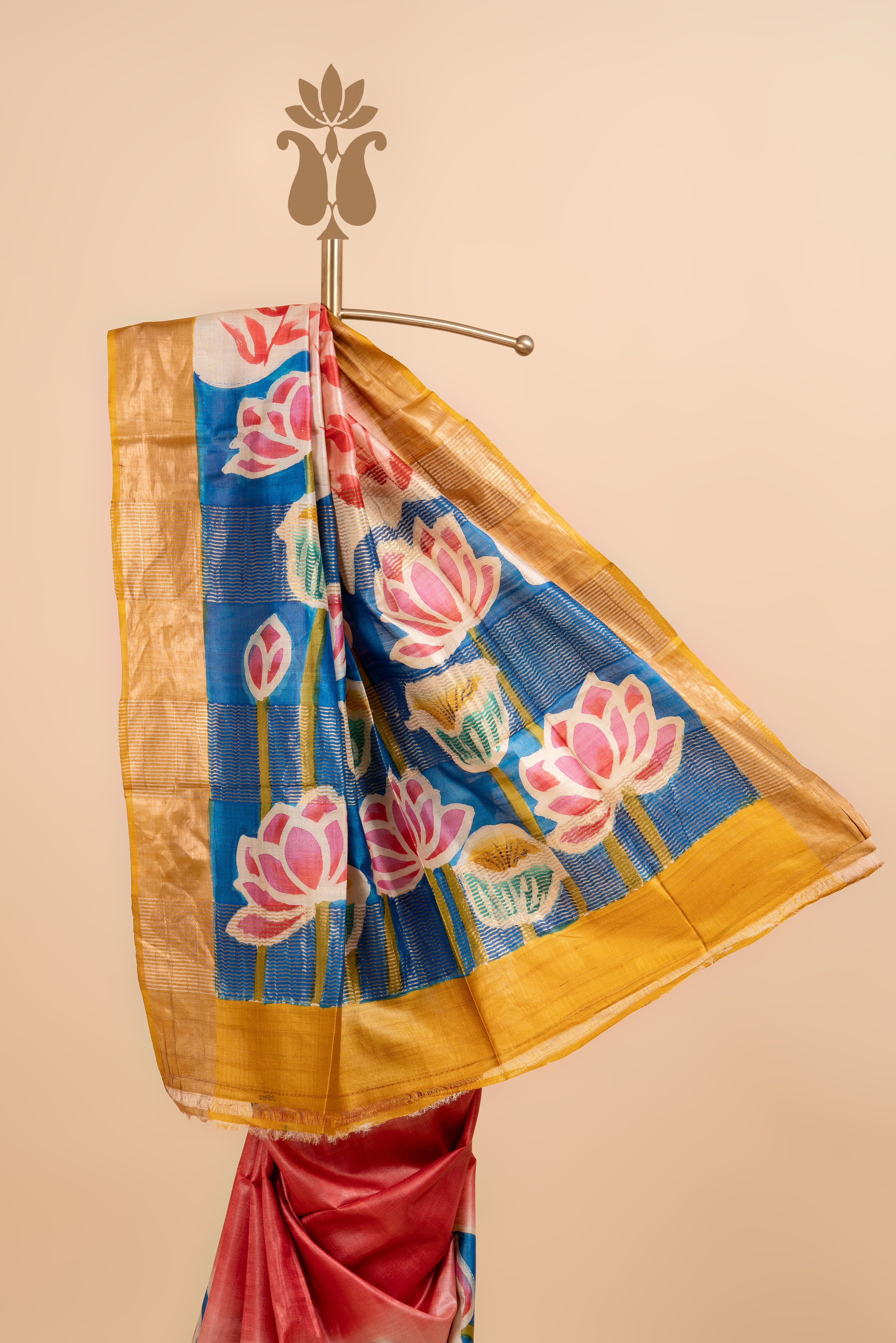 Rustic Red Handpainted Tussar Saree