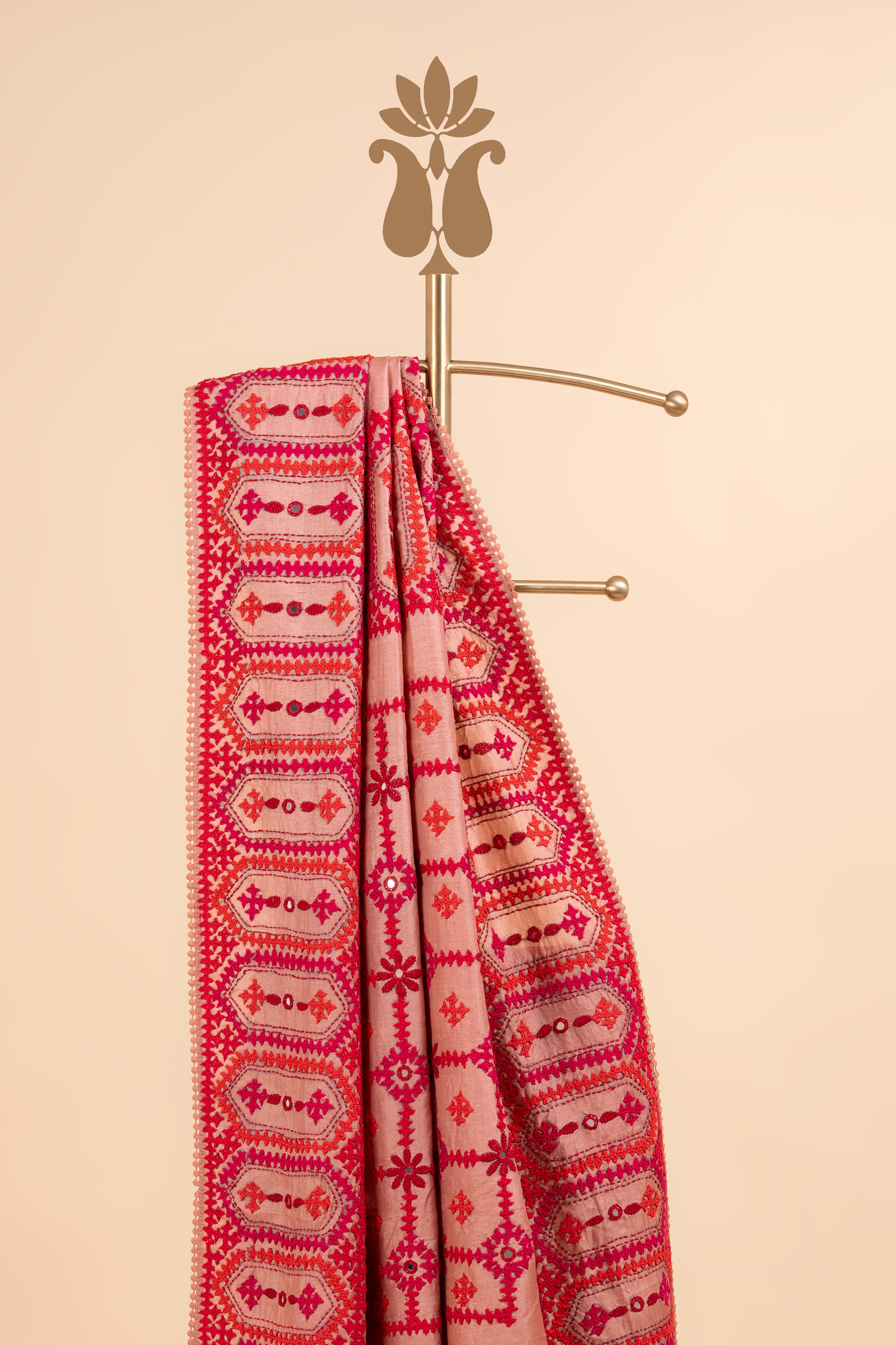 Subtle Statement Kutch Work Mirror Saree