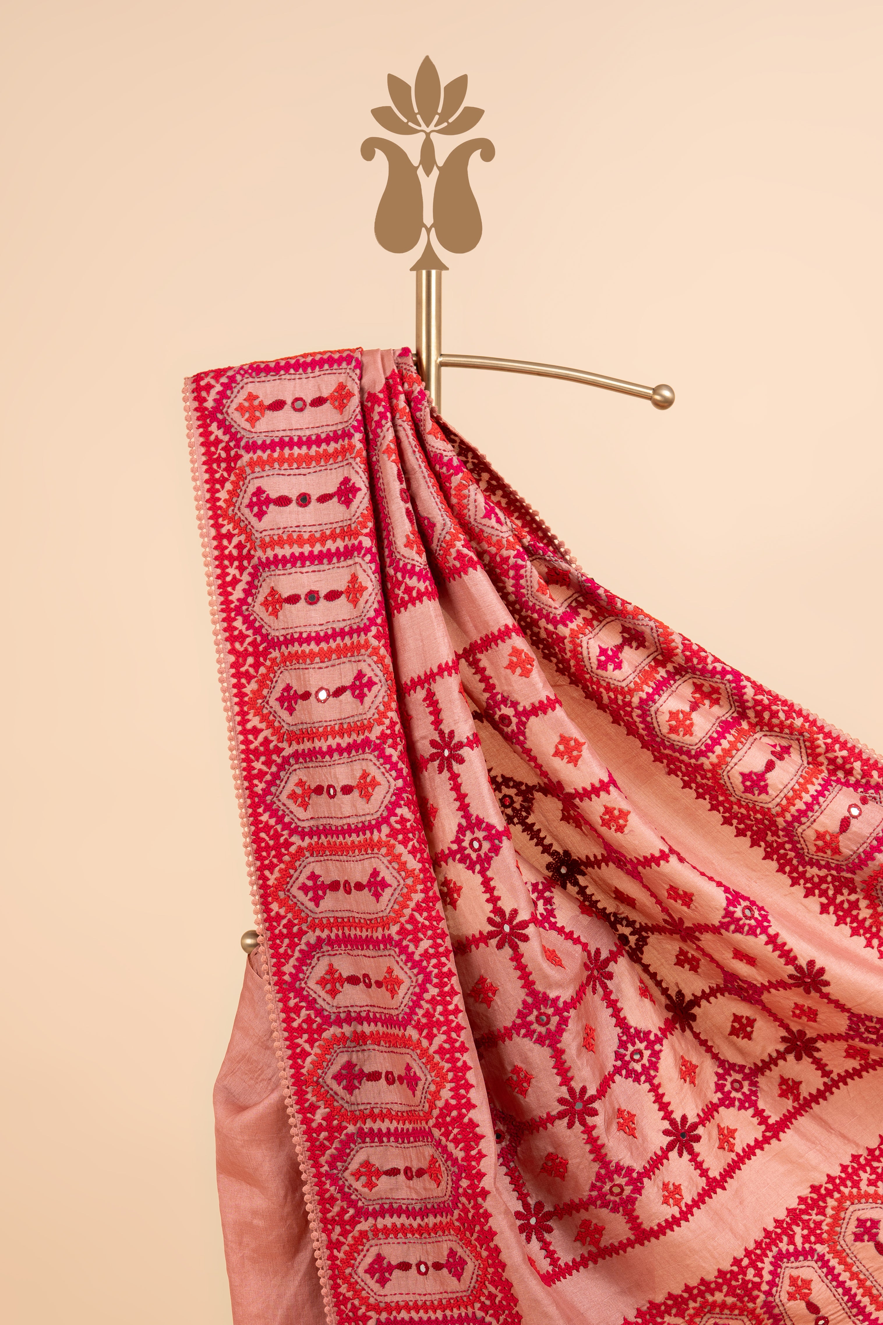 Subtle Statement Kutch Work Mirror Saree