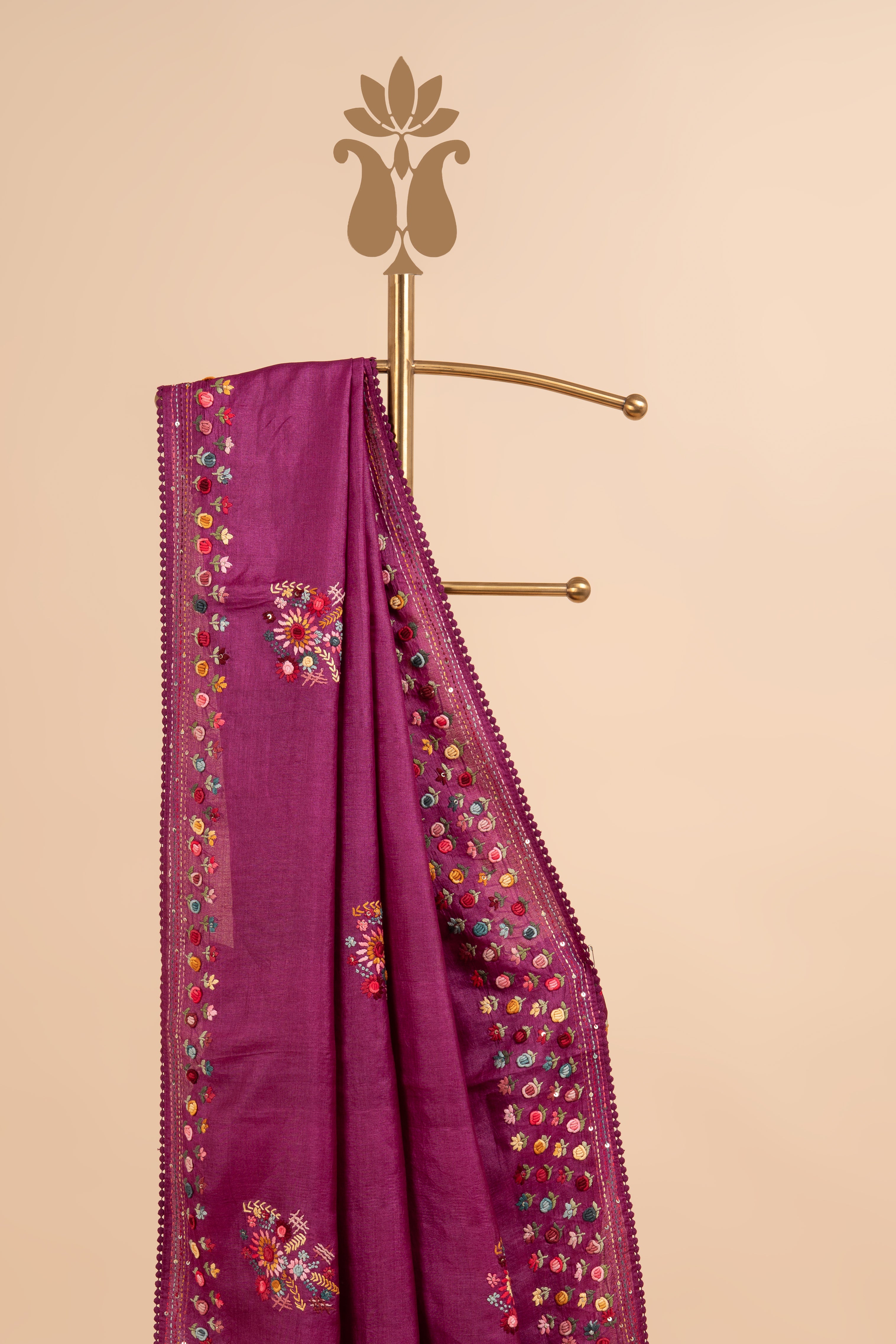 Wine Classic Glamour Tussar Silk Saree