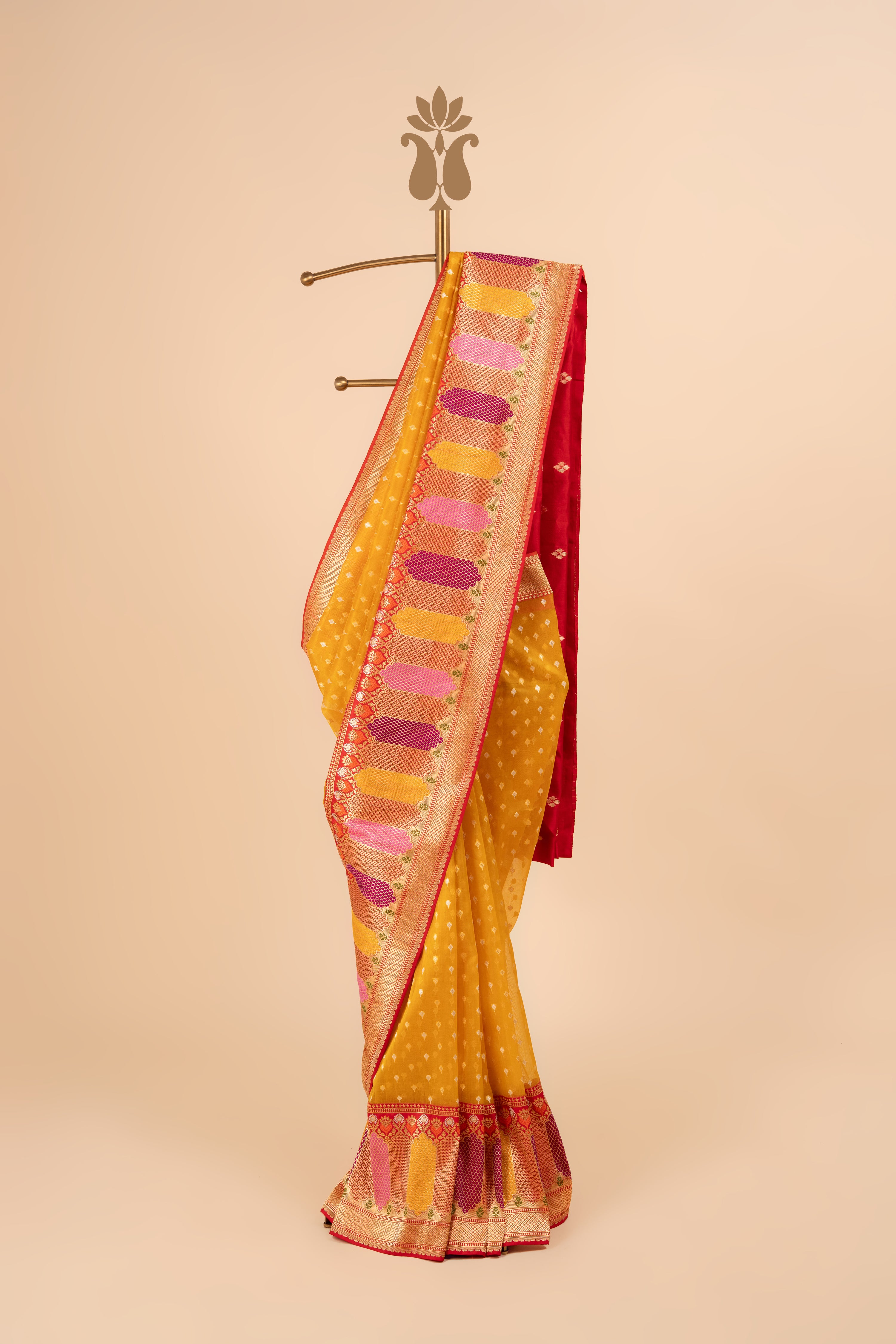 Yellow Banarasi Kora Saree