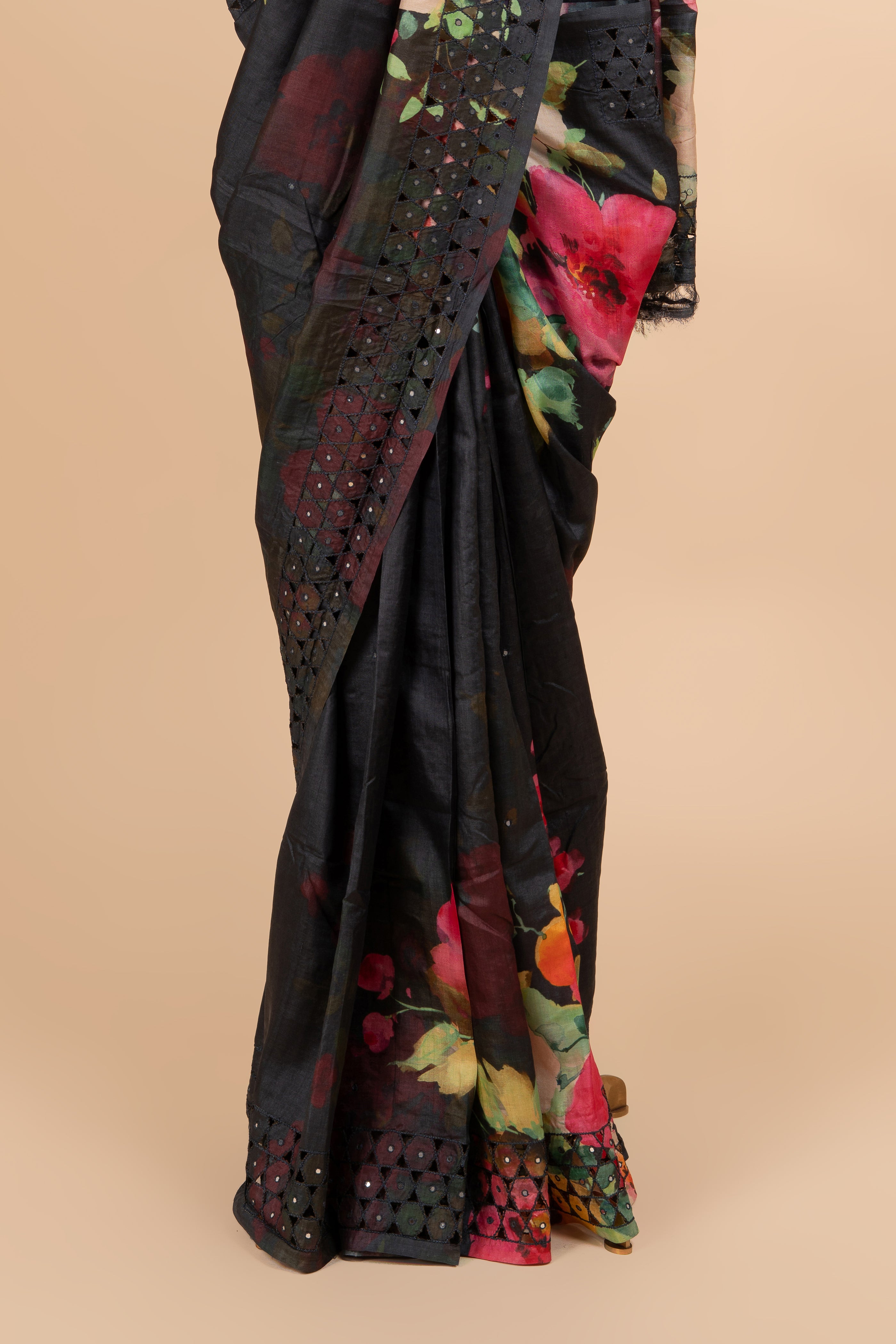 Black Digital Elegance Saree