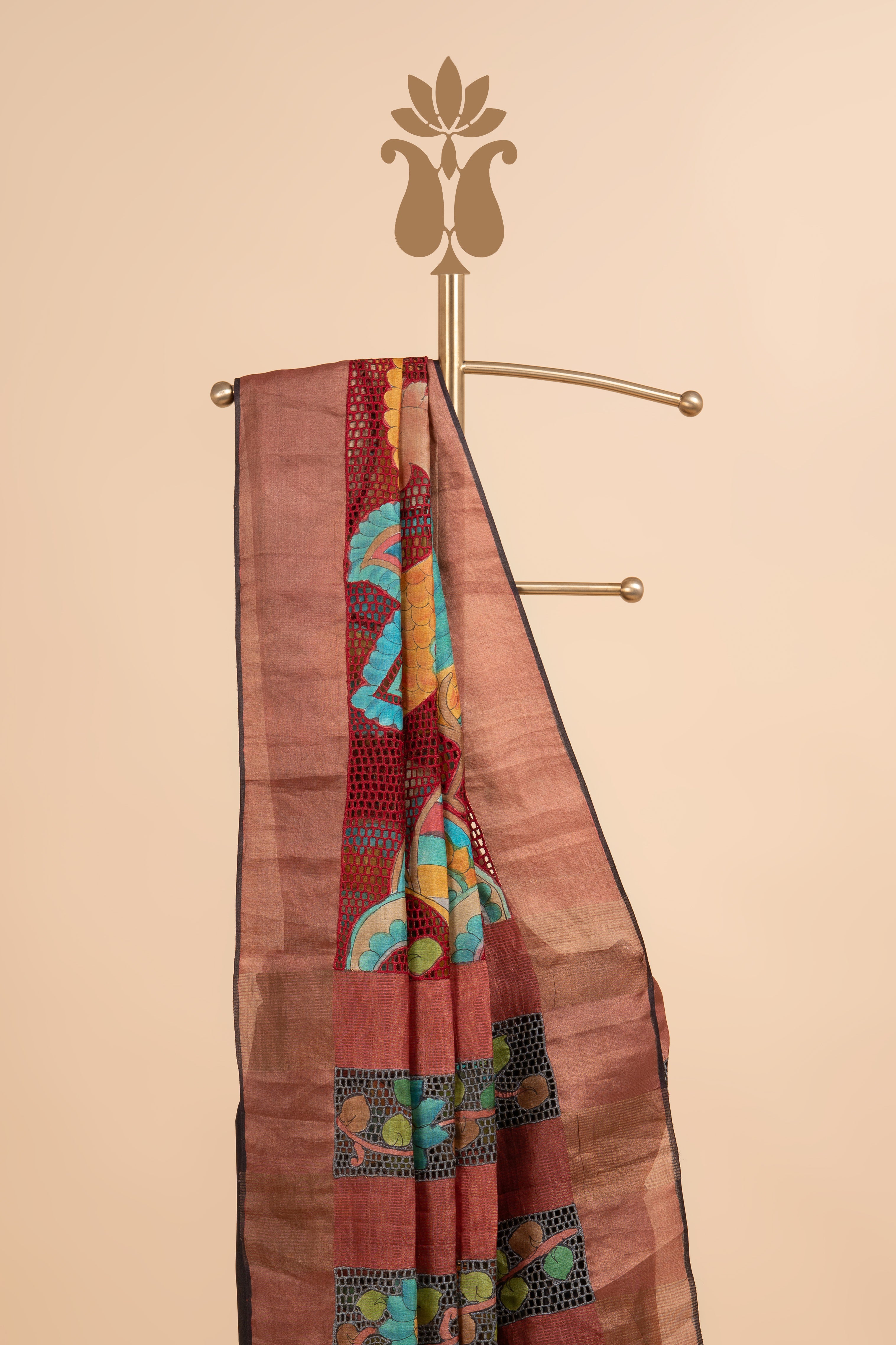 Black Floral Luxe Cutwork Tussar Saree