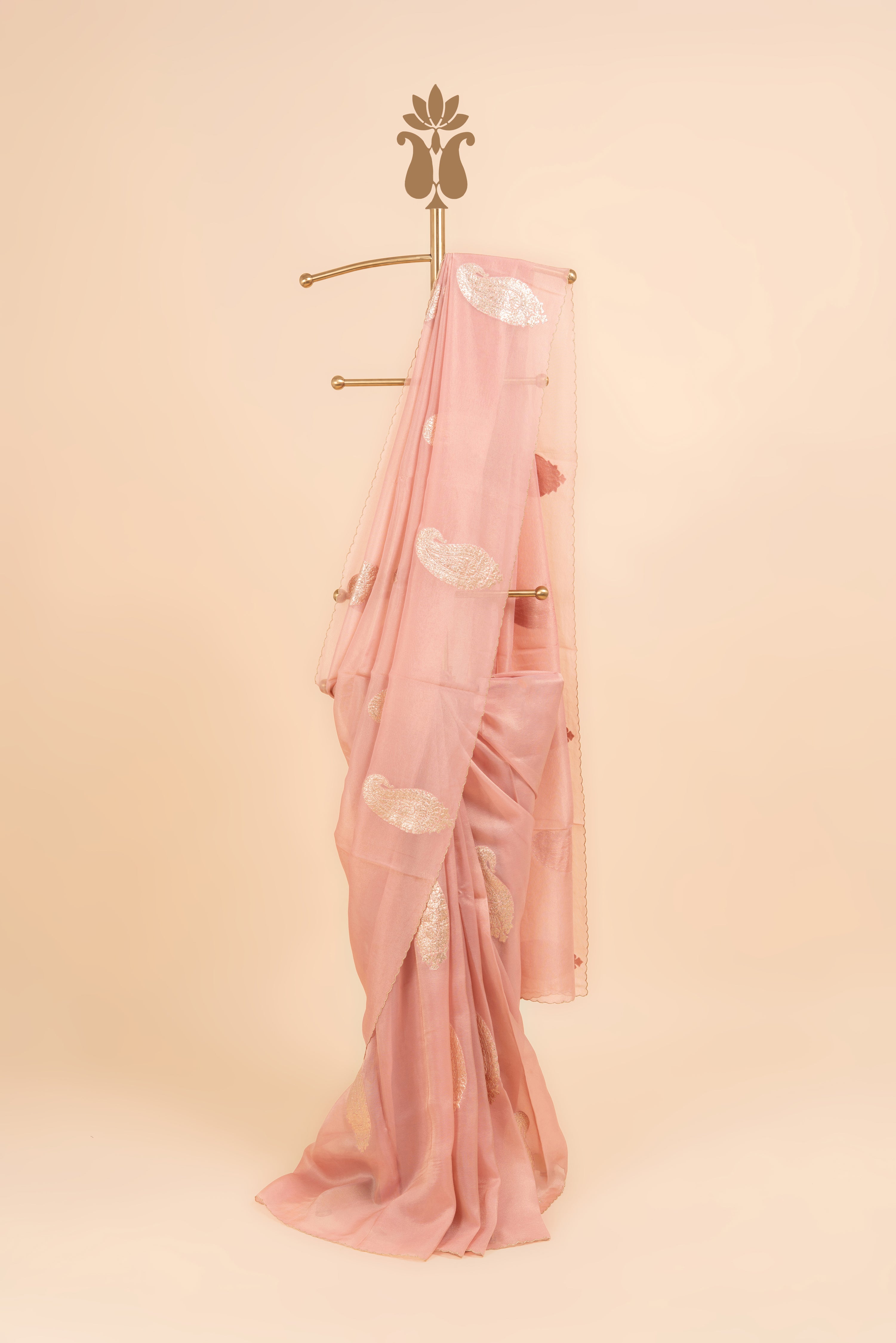 Chic Peach Organza Saree