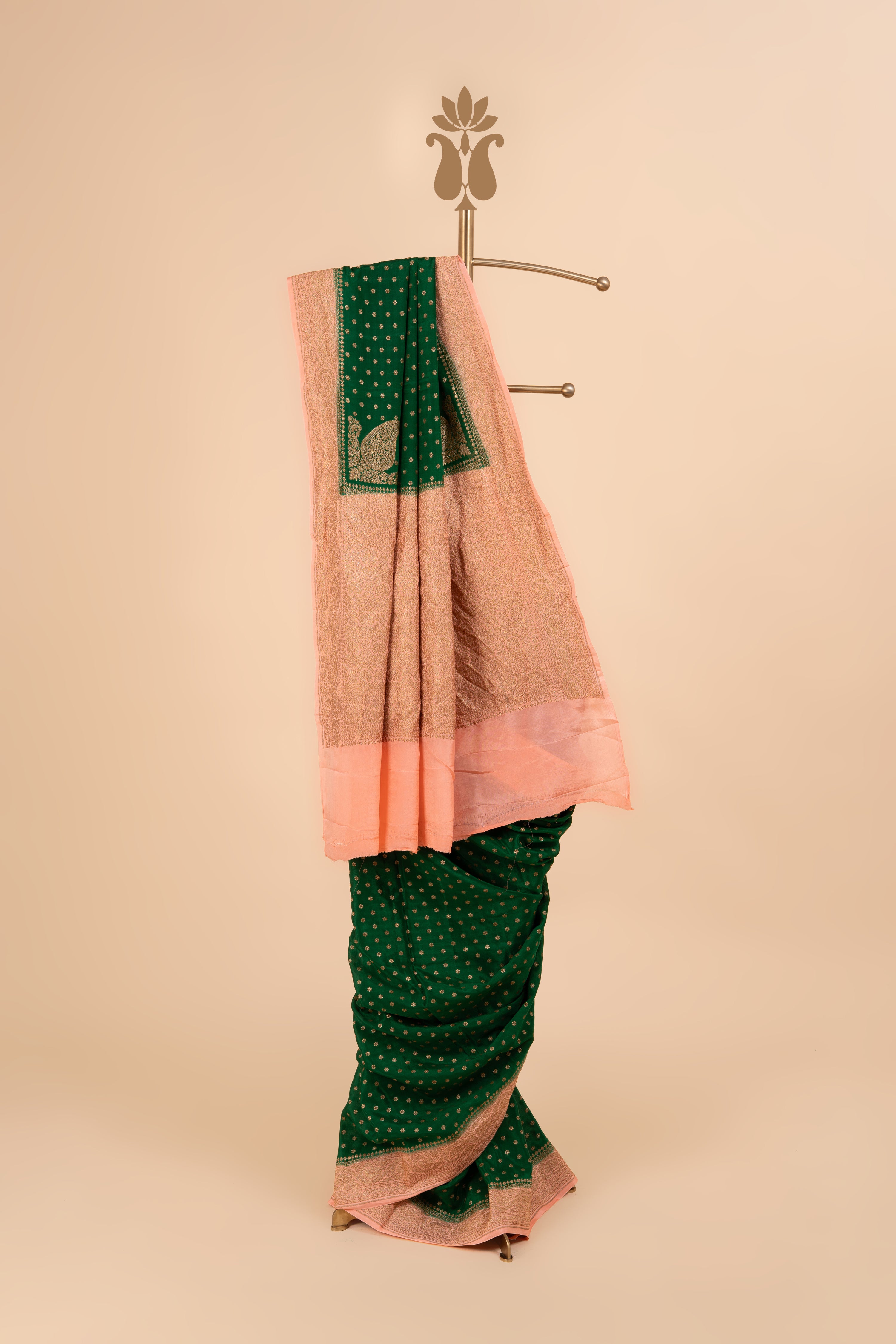 Contrast Border Banarasi Crepe Saree