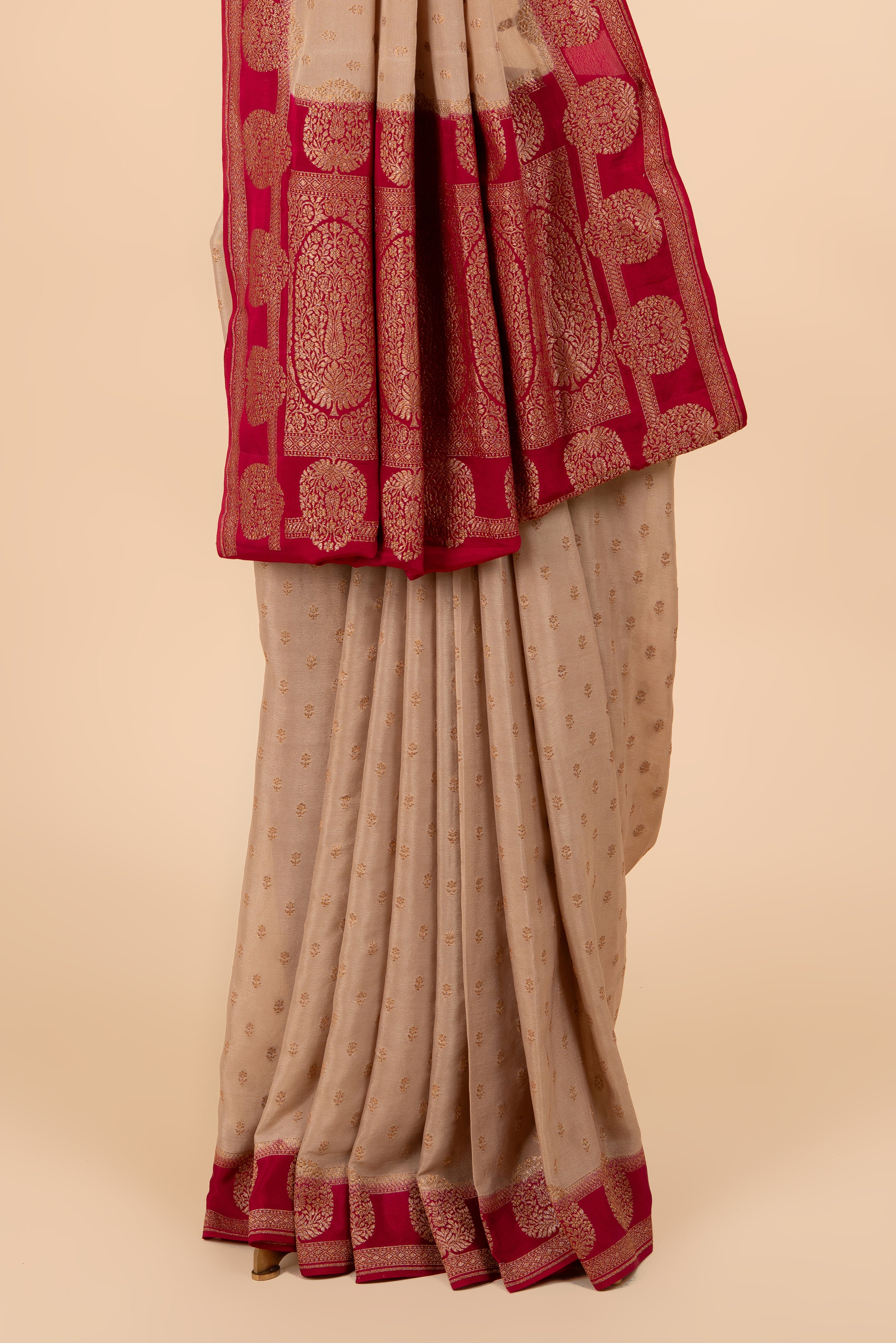 Contrast Border Banarasi Crepe Saree