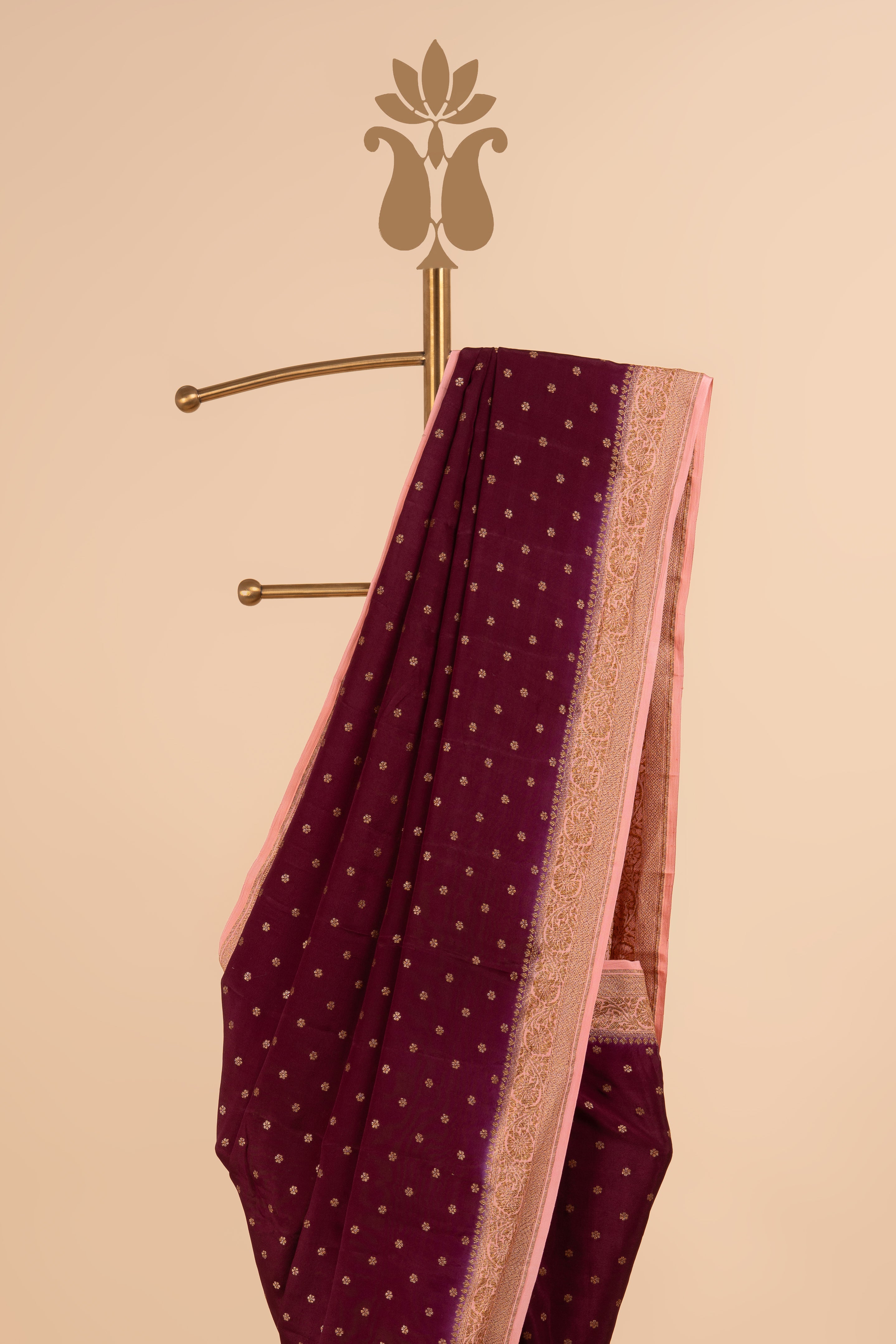 Contrast Border Banarasi Crepe Saree