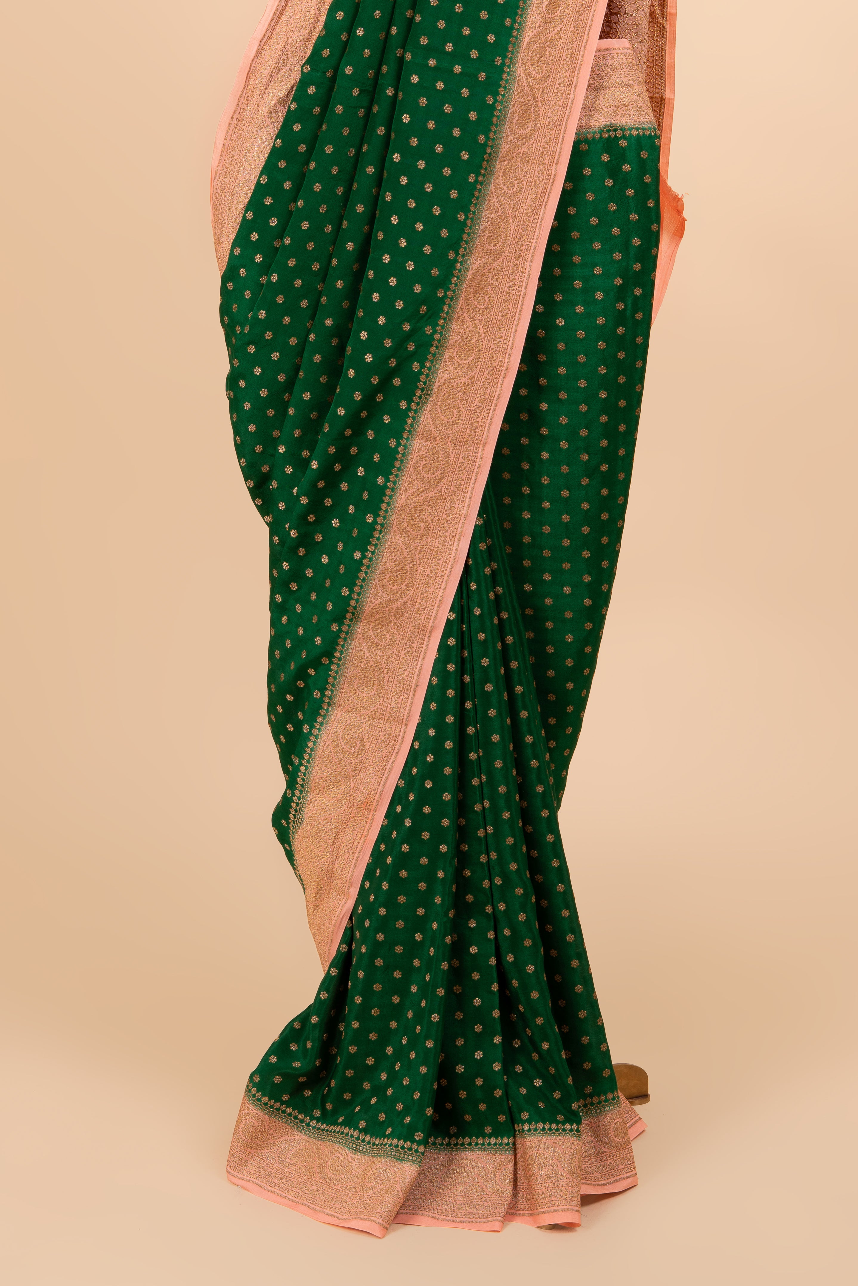 Contrast Border Banarasi Crepe Saree