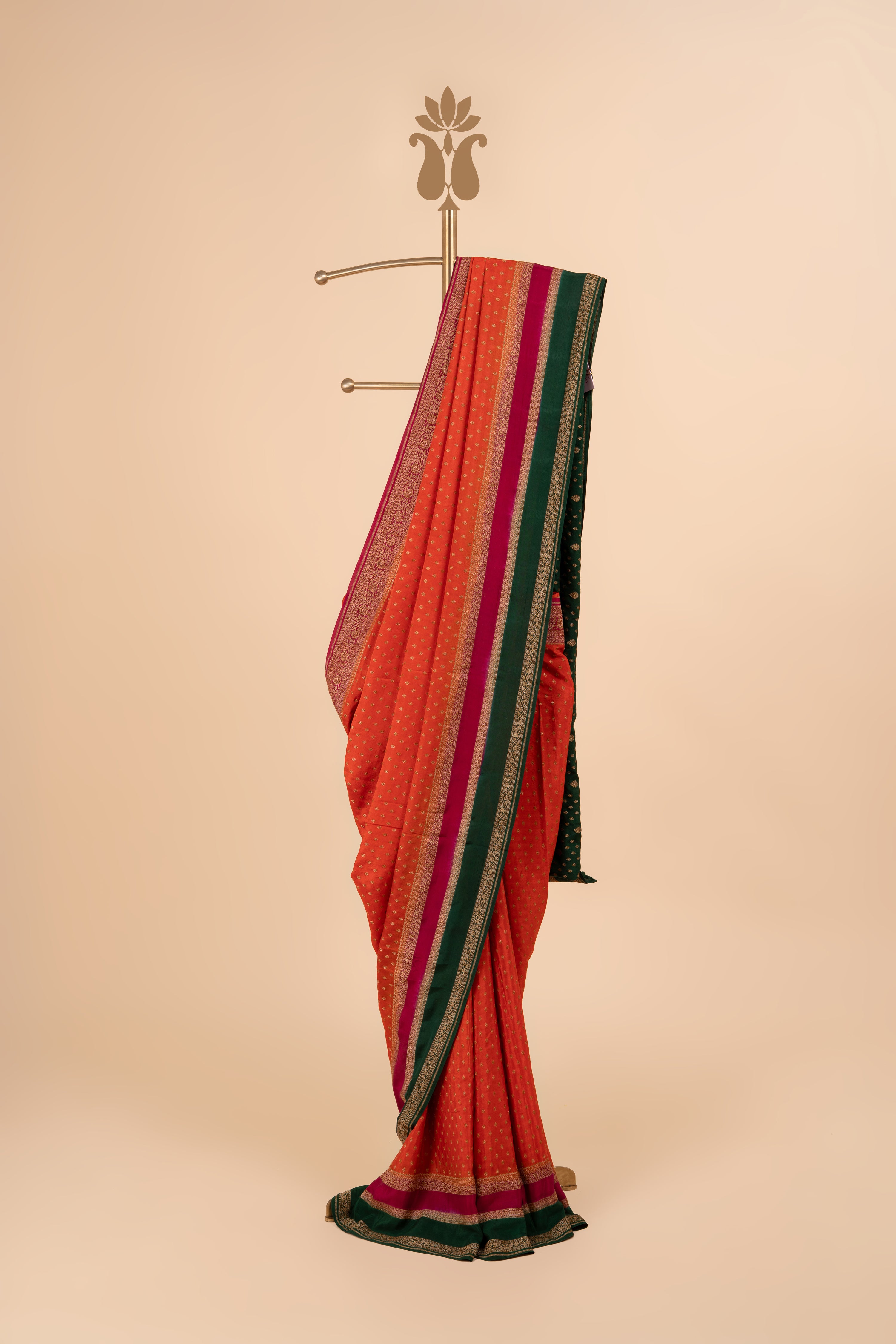 Contrast Border Banarasi Crepe Saree