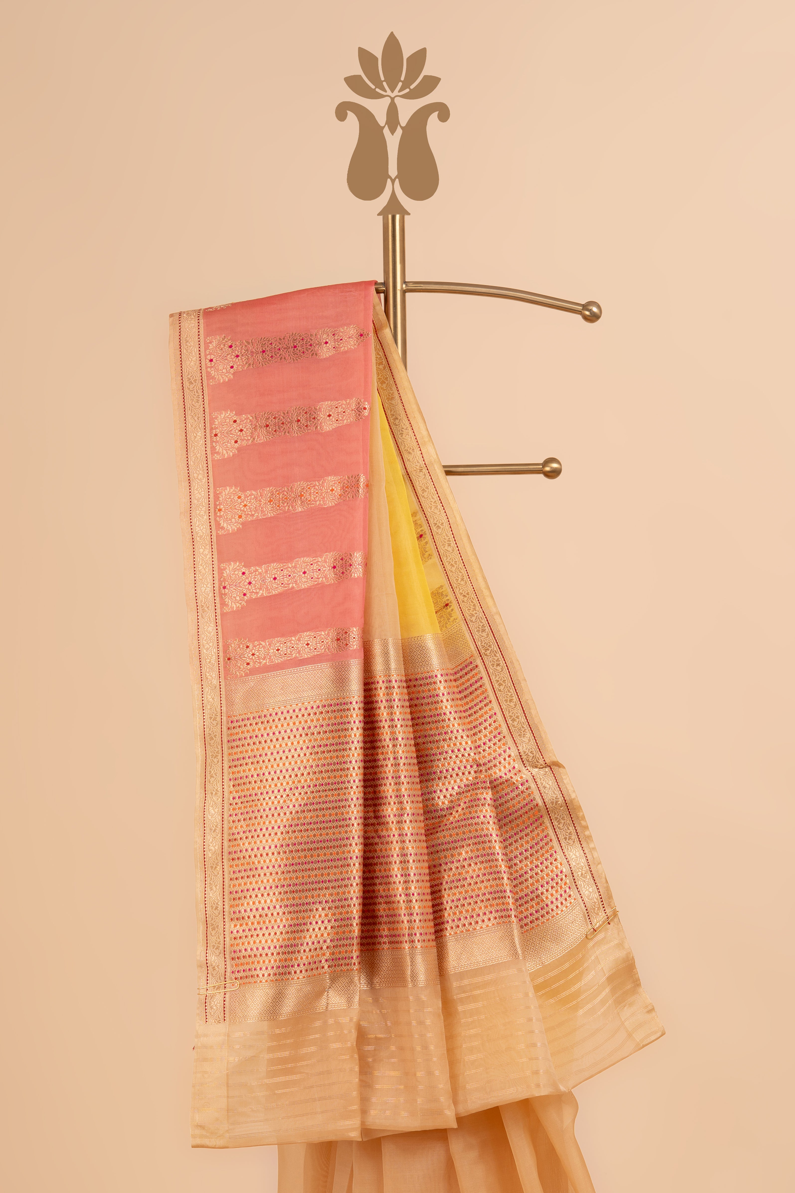 Luxury Pastel Banarasi Kora Charm Saree