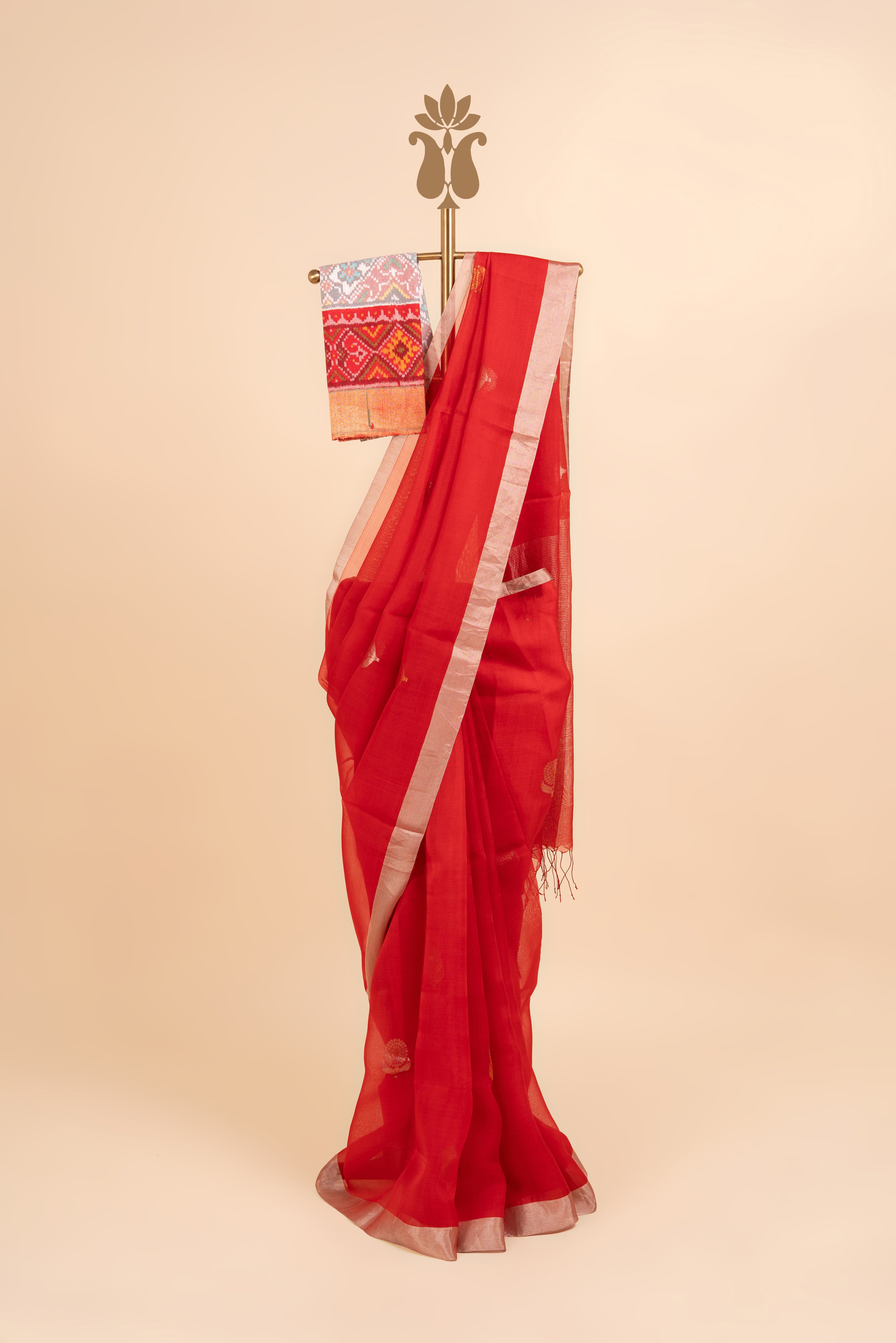 Elegant Red Organza Saree