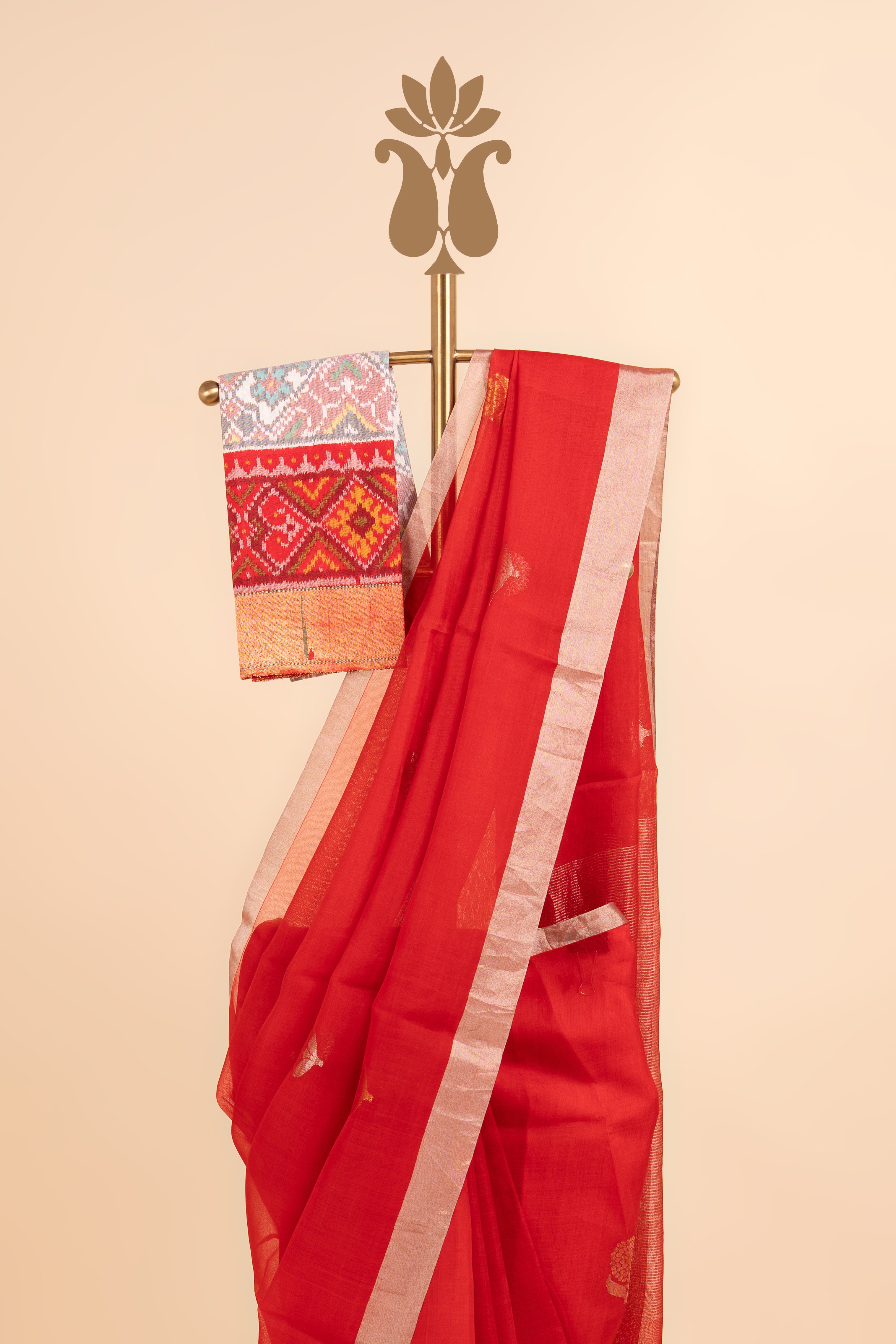 Elegant Red Organza Saree