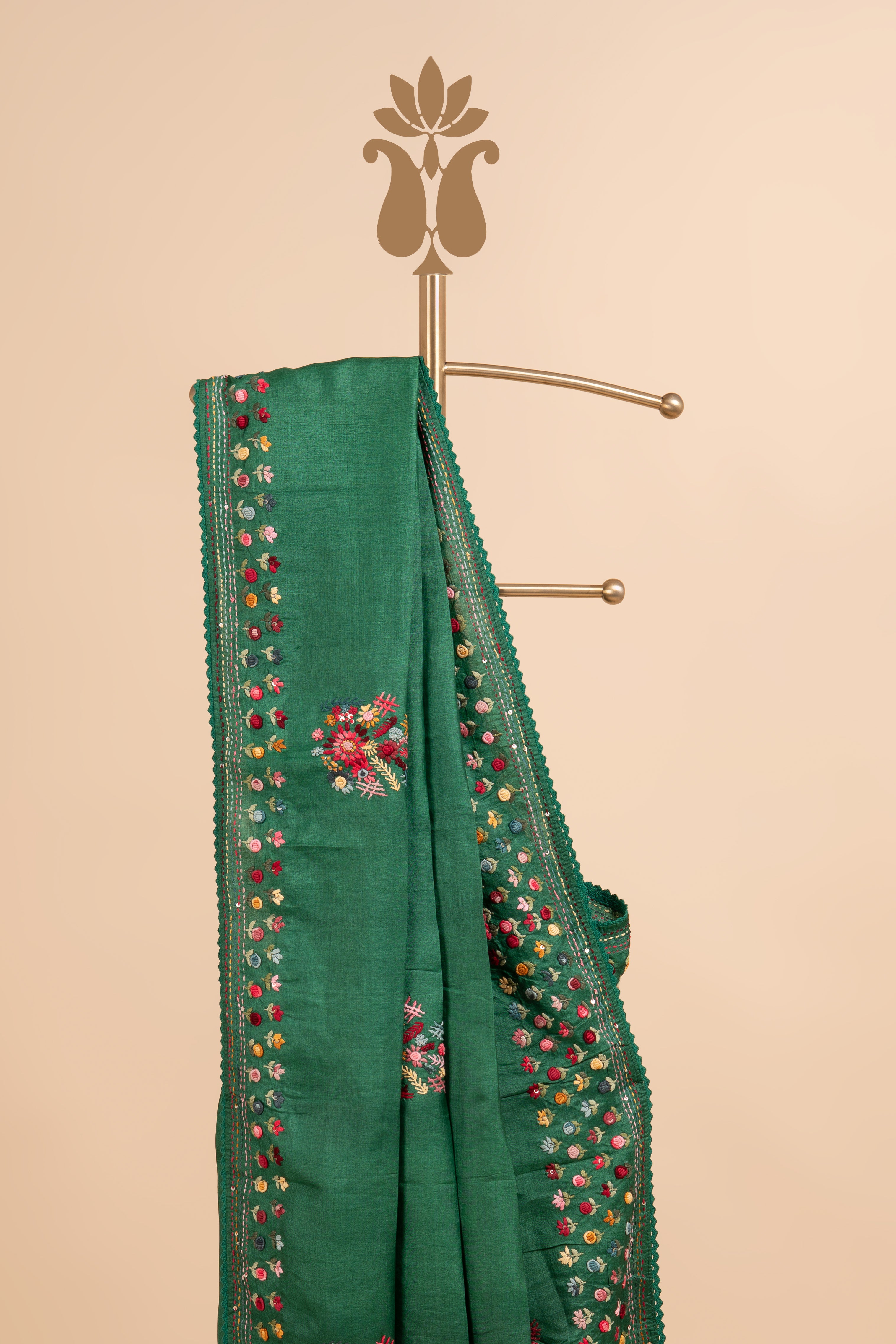 Emerald Green Luxe Tussar Silk Saree
