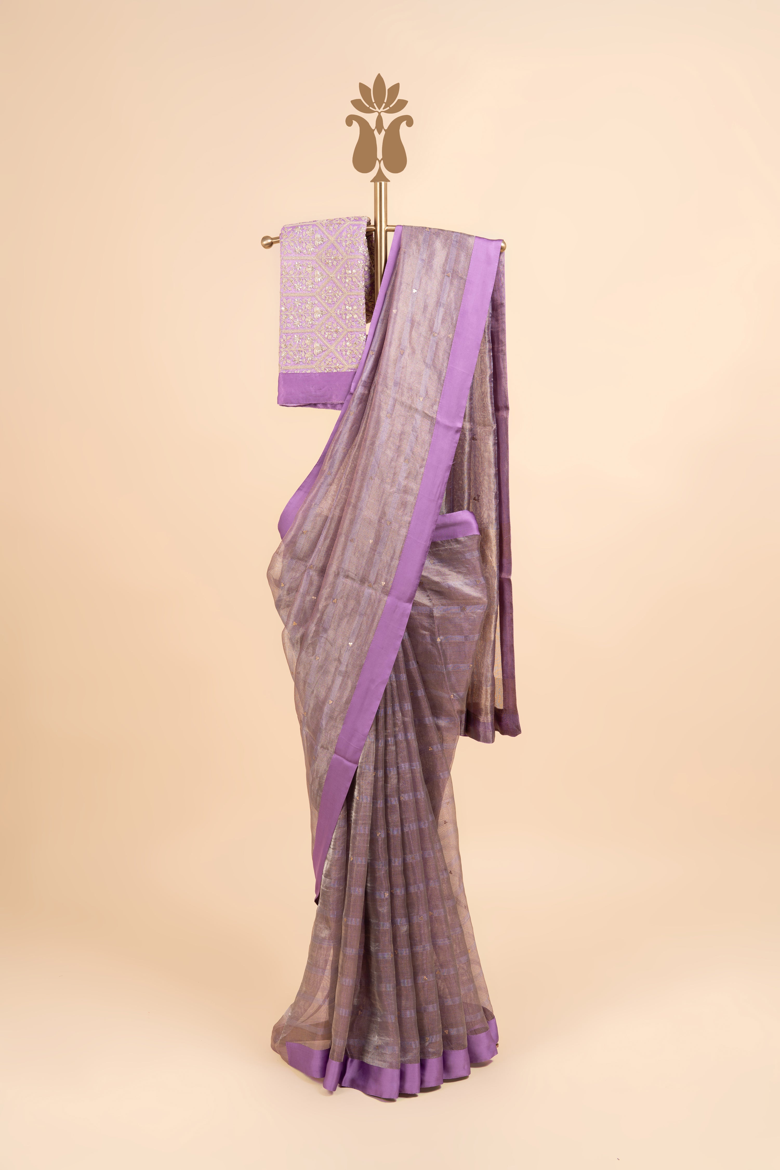 Lavender Kota Tissue Saree