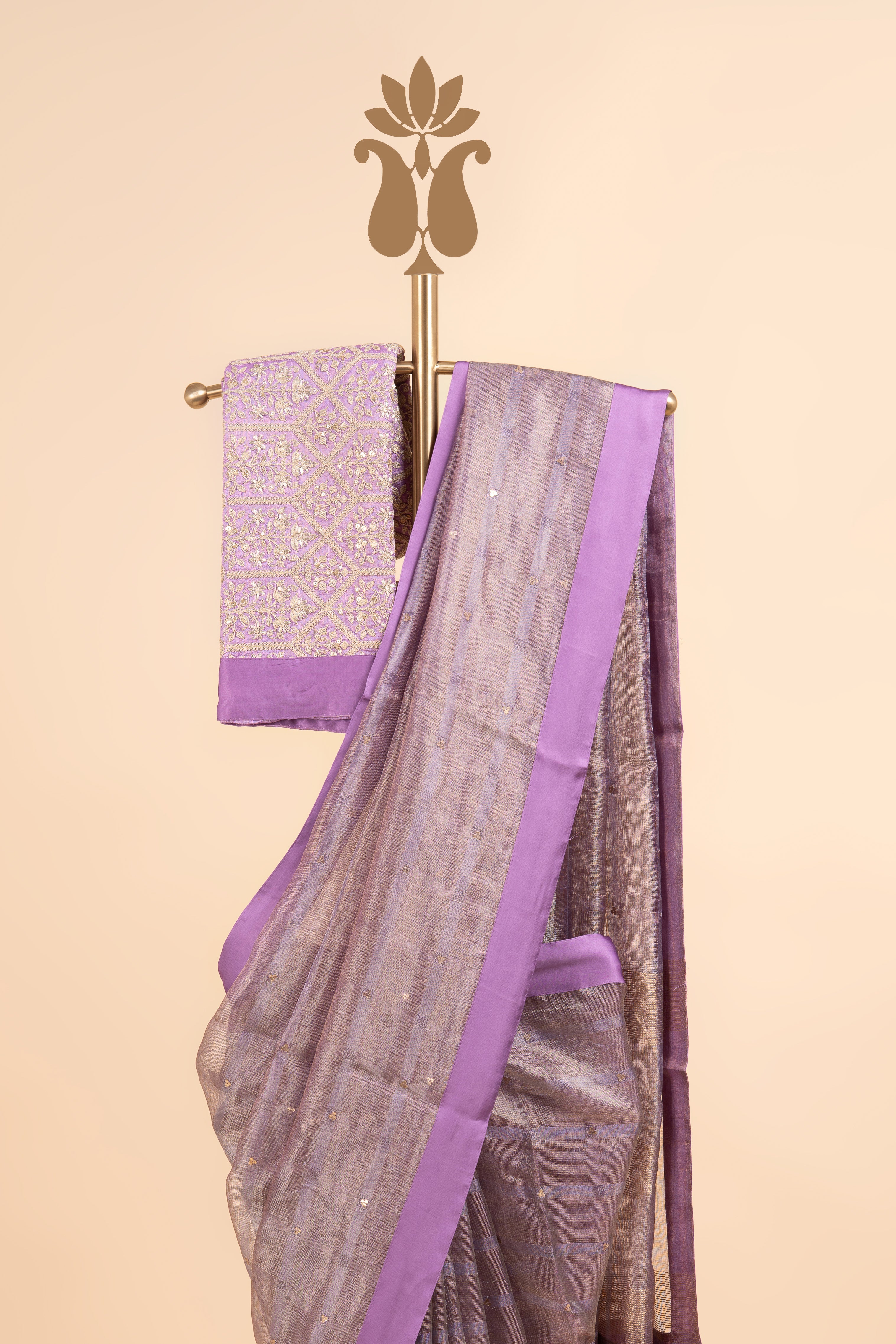 Lavender Kota Tissue Saree