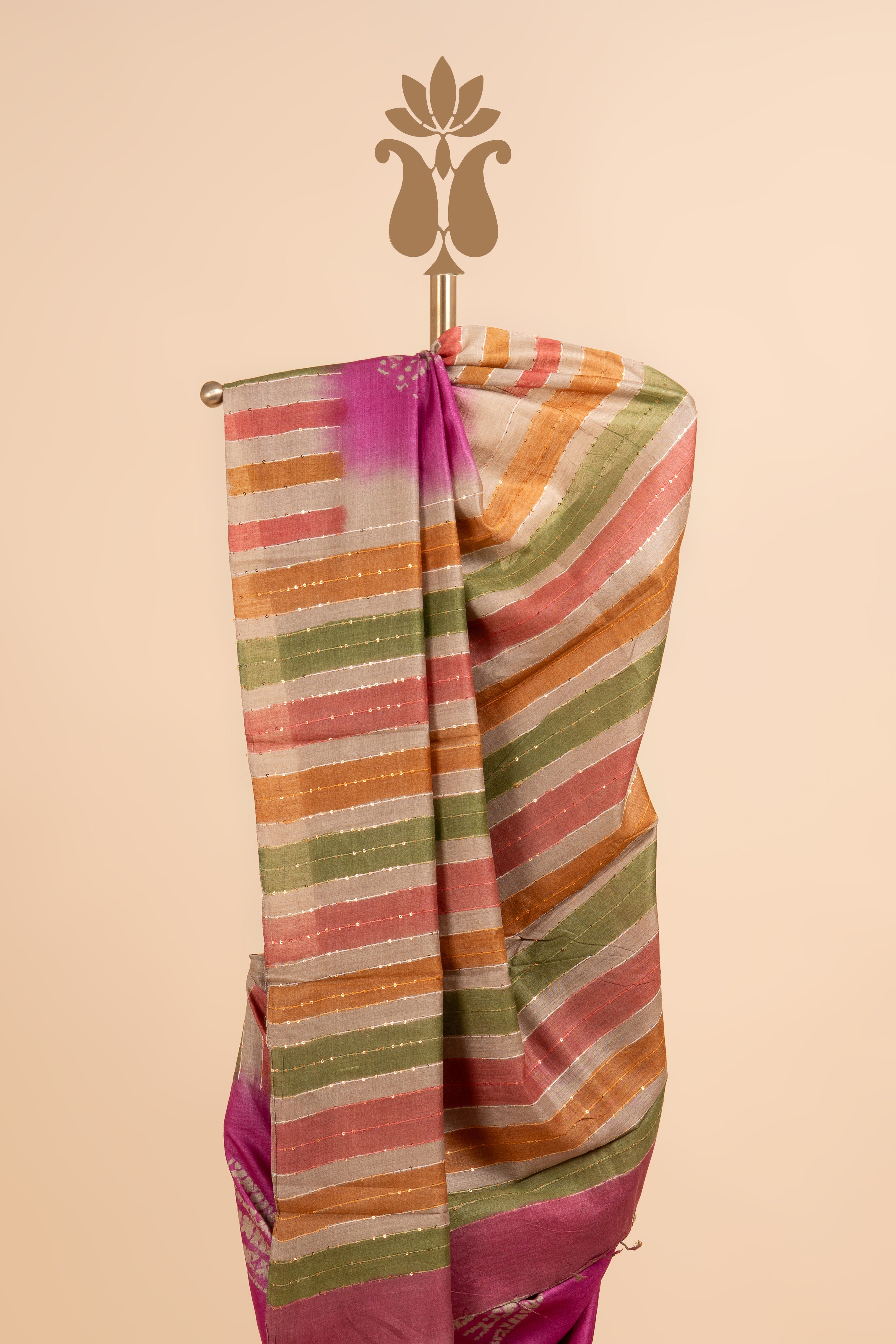 Magenta Tussar Silk Saree