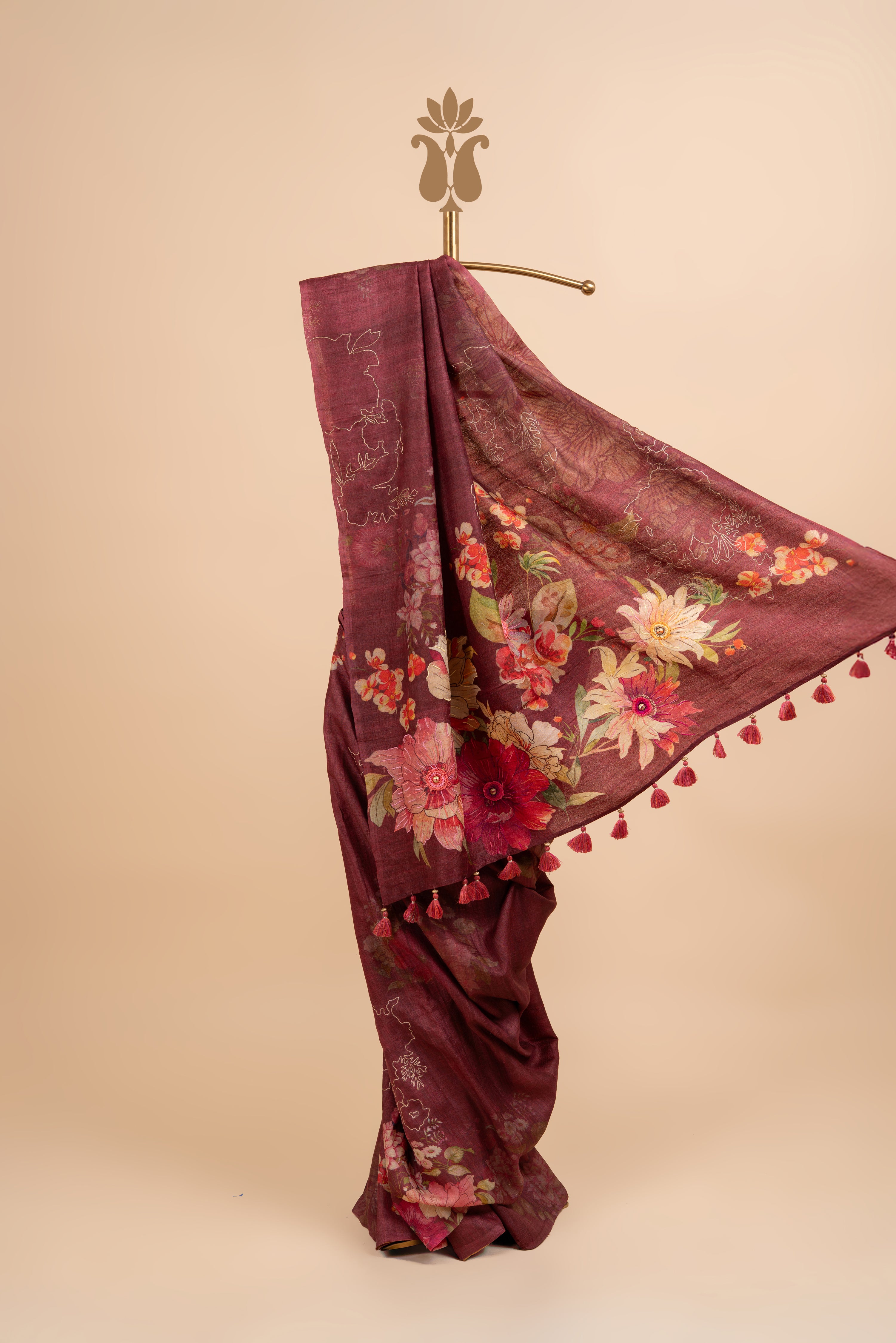 Modern Arri Work Tussar Silk Saree
