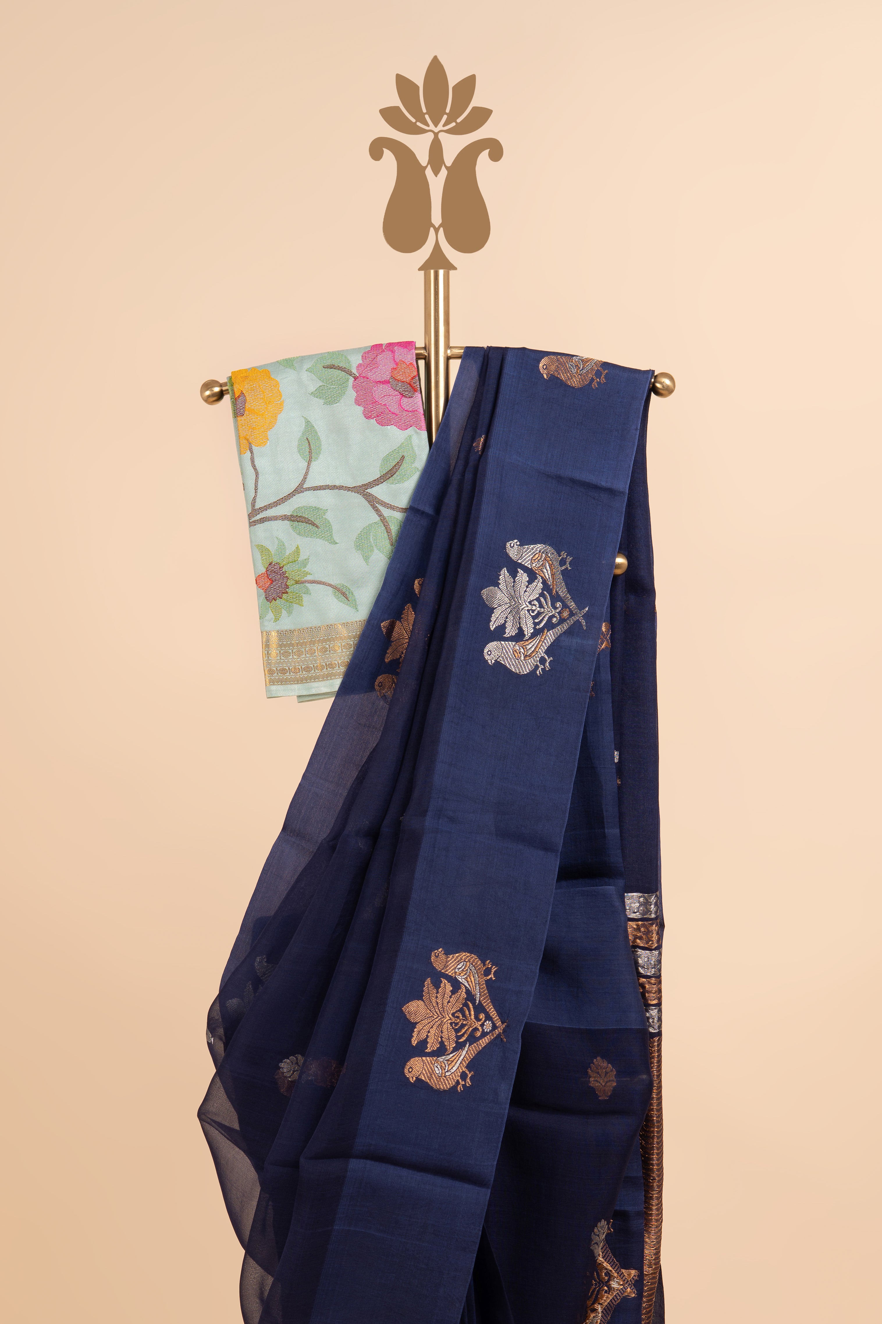Navy Blue Organza Saree