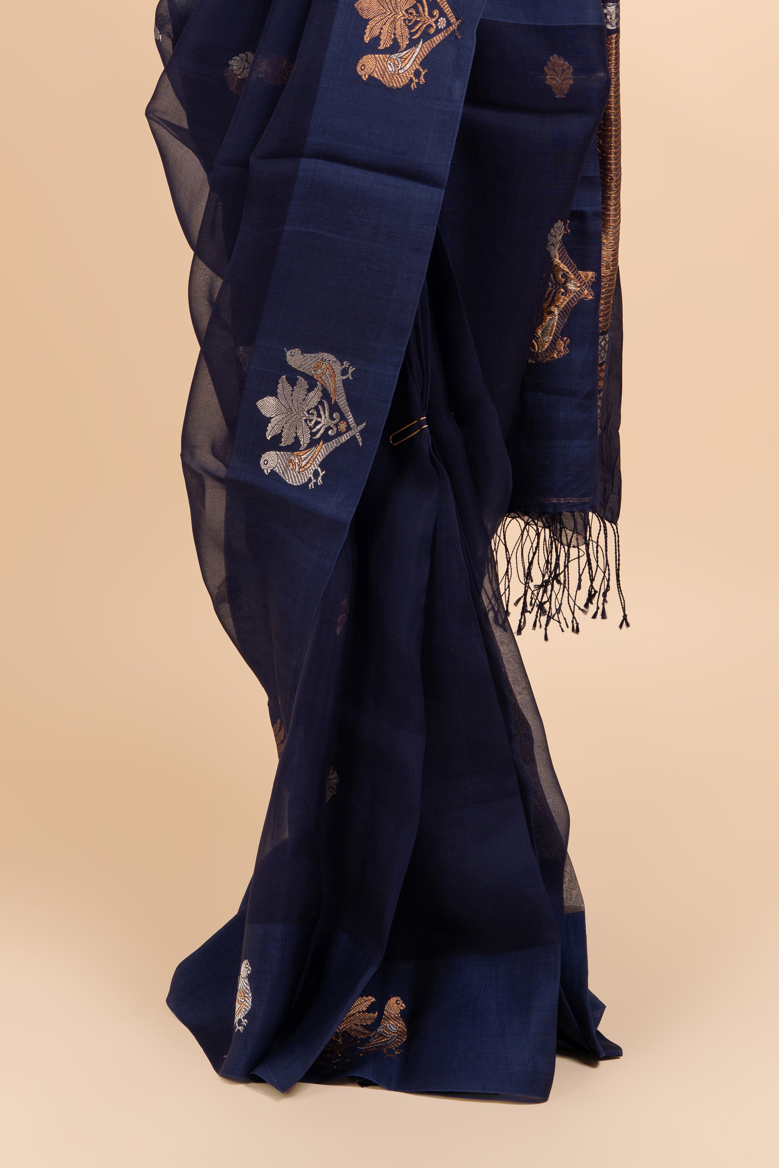 Navy Blue Organza Saree