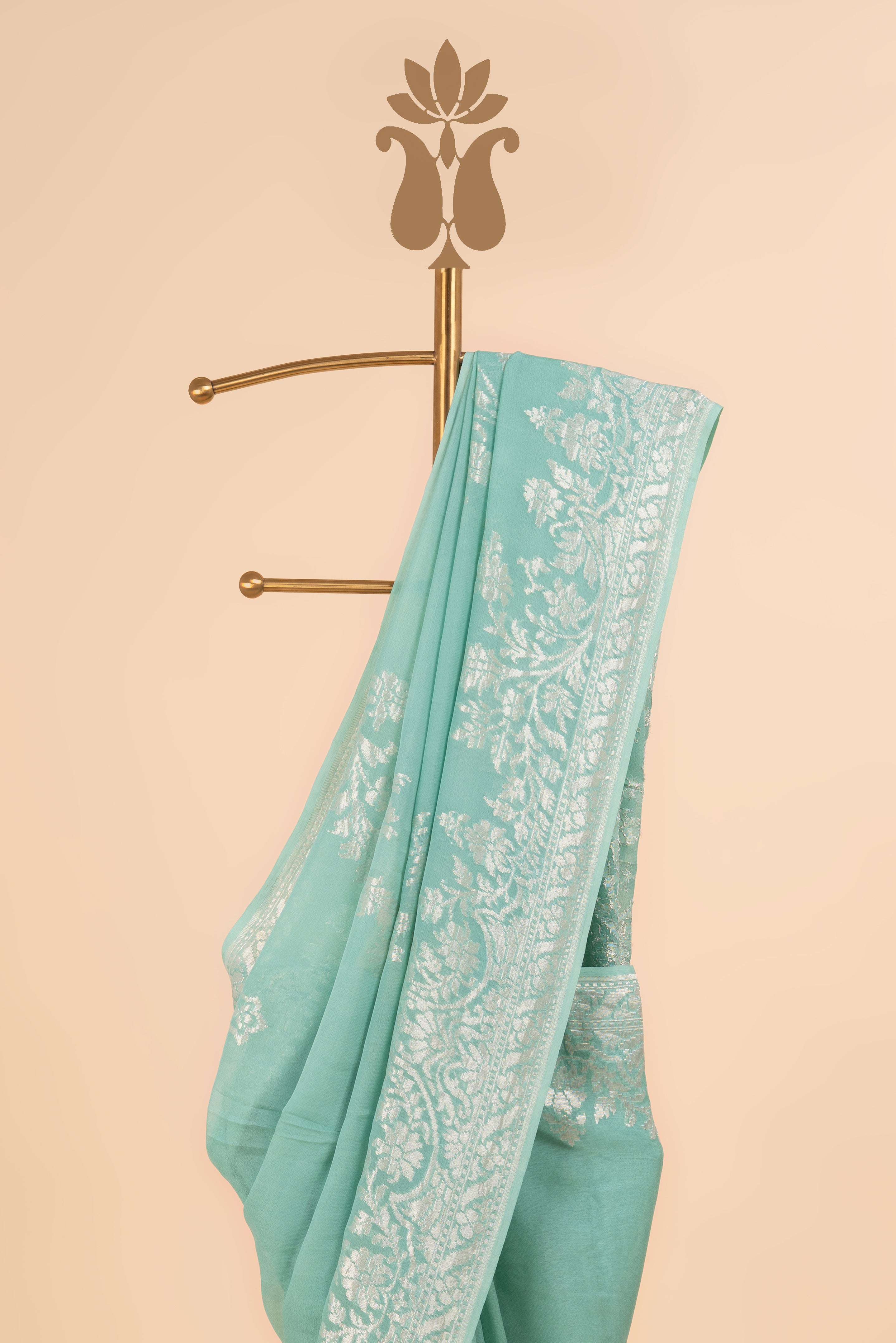 Pastel Chffon Banarasi Silver Zari Charm Saree