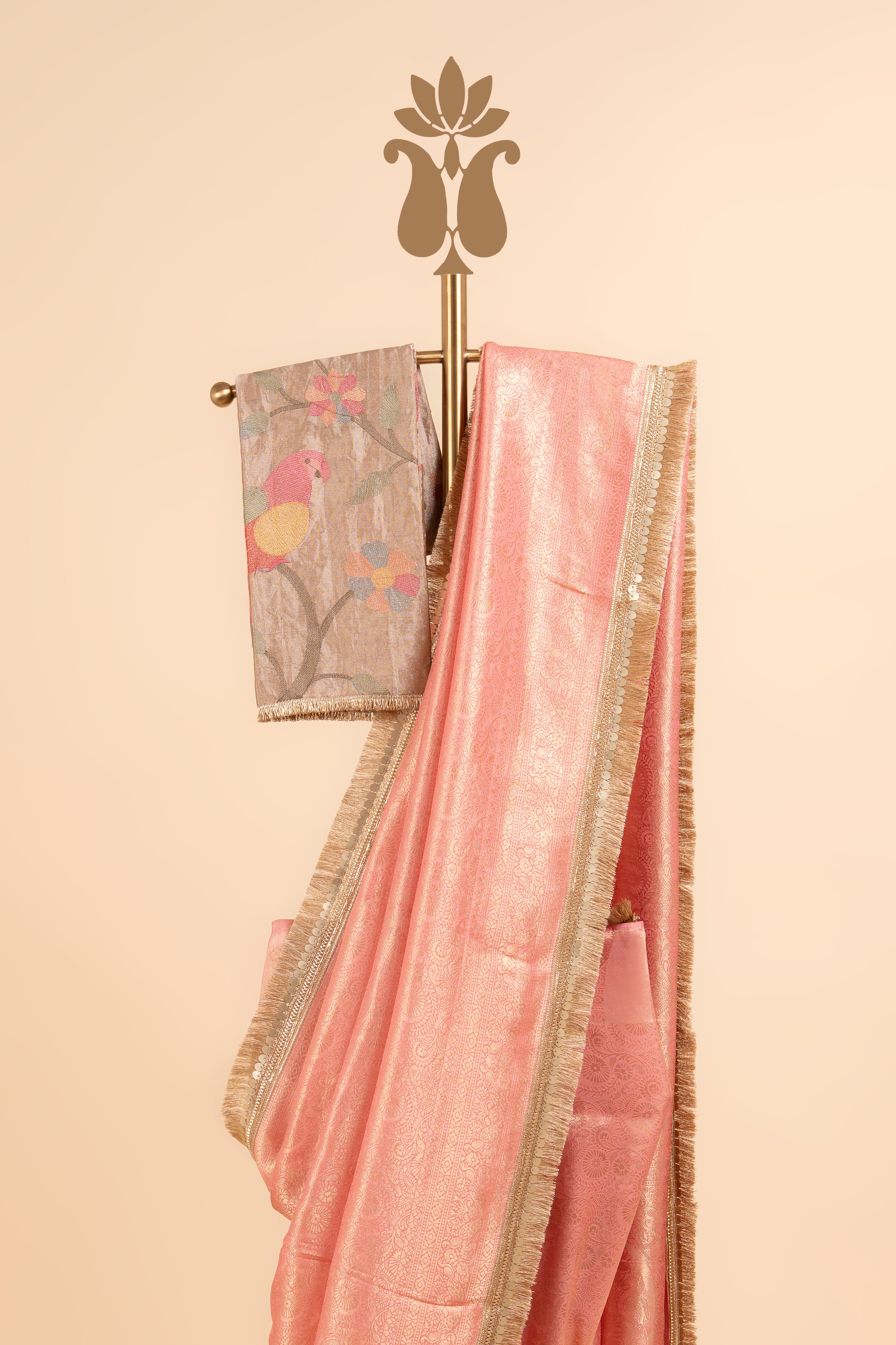 Peach Brocade Saree