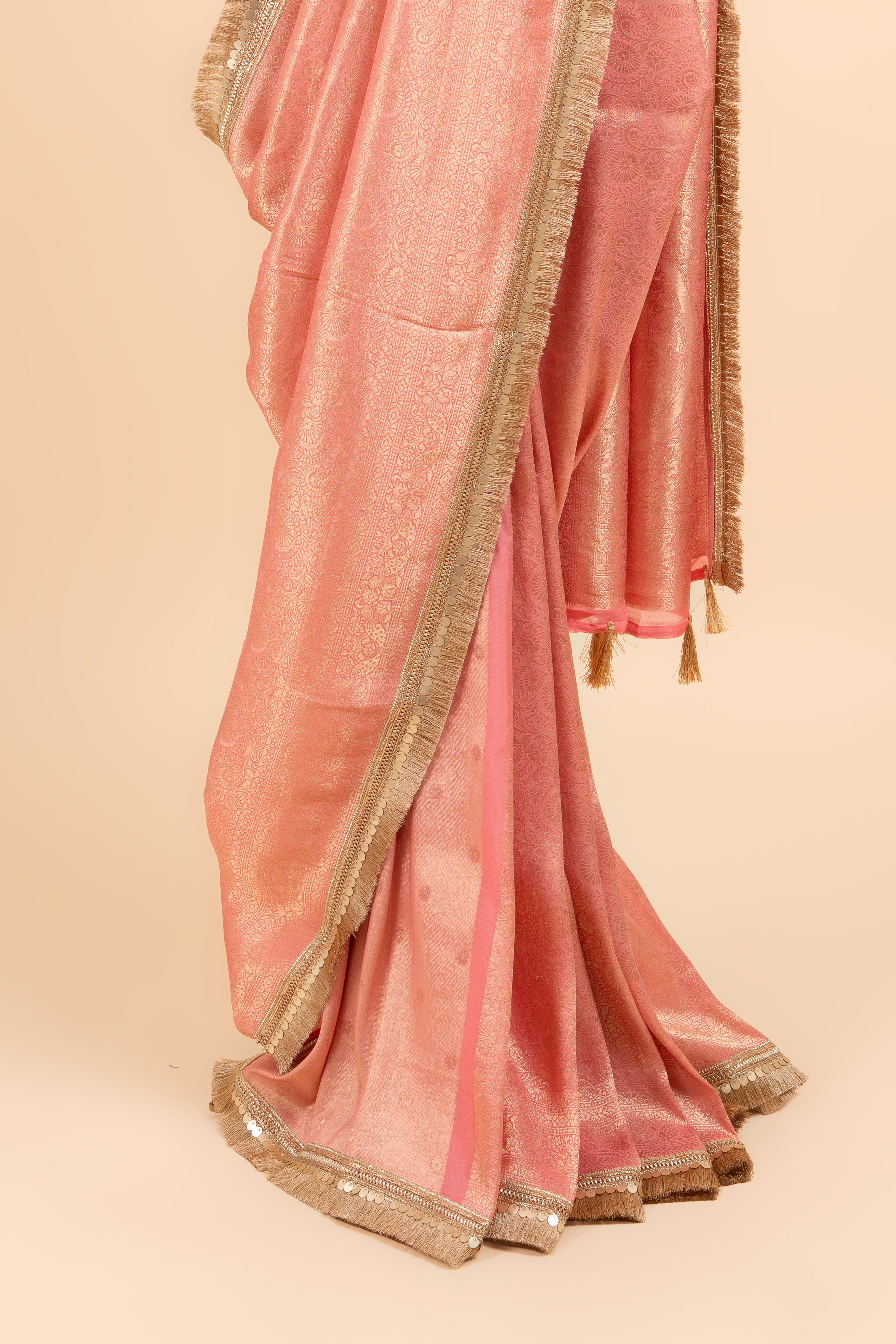 Peach Brocade Saree
