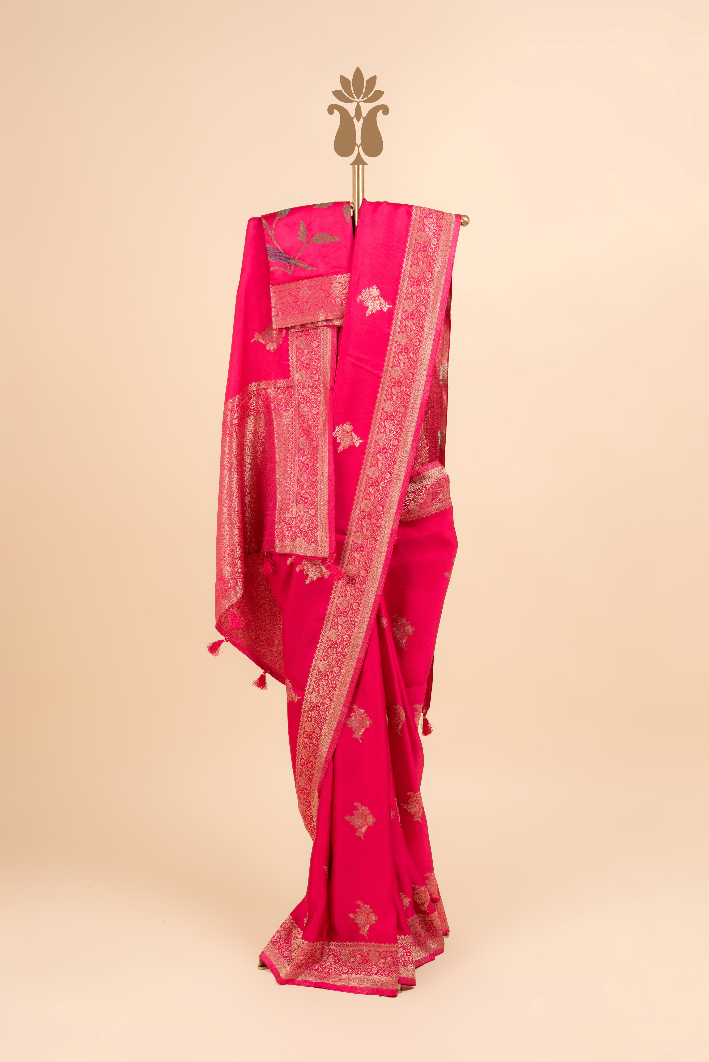 Pink Satin Banarasi Saree