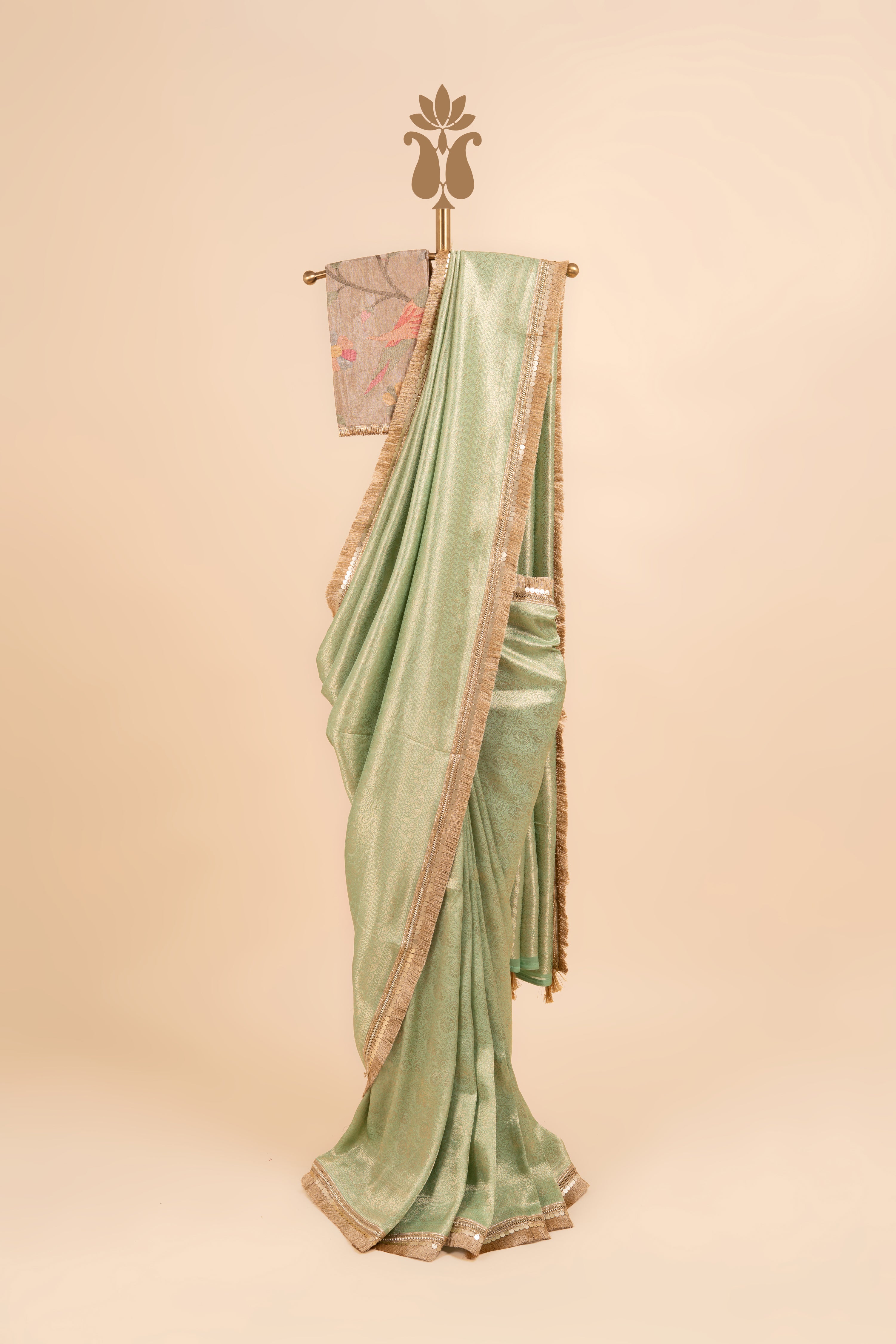 Pista Green Brocade Saree