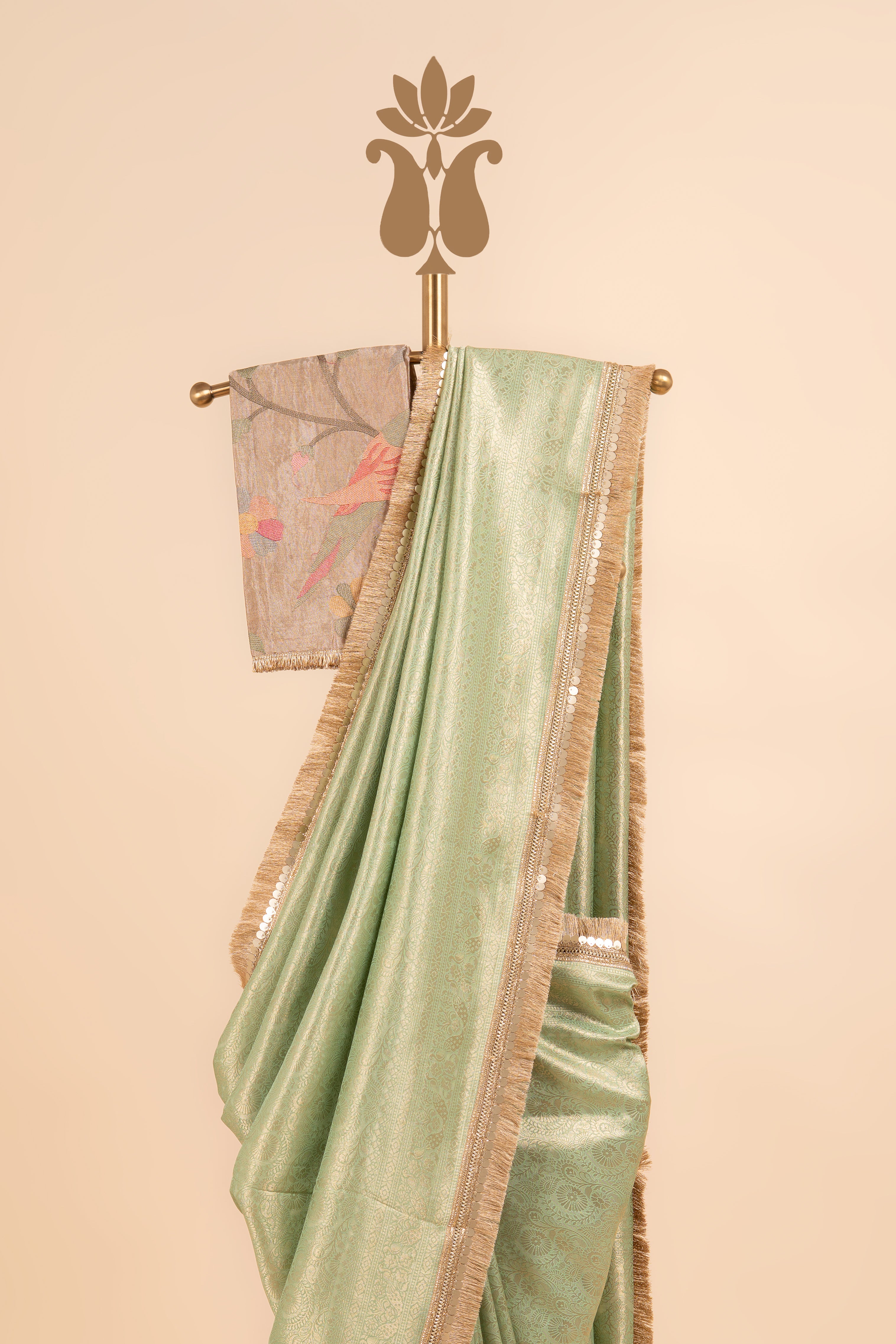 Pista Green Brocade Saree