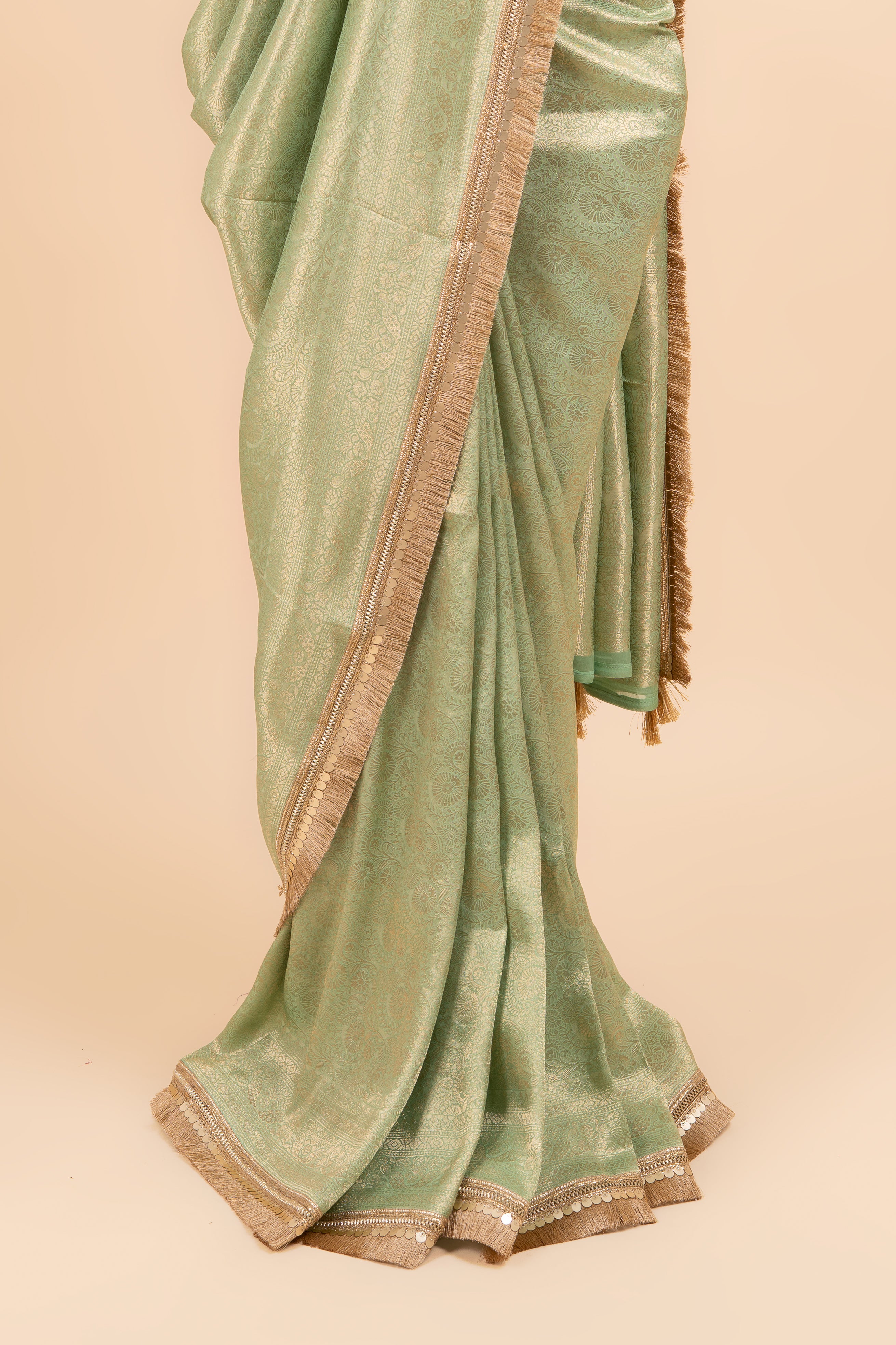 Pista Green Brocade Saree