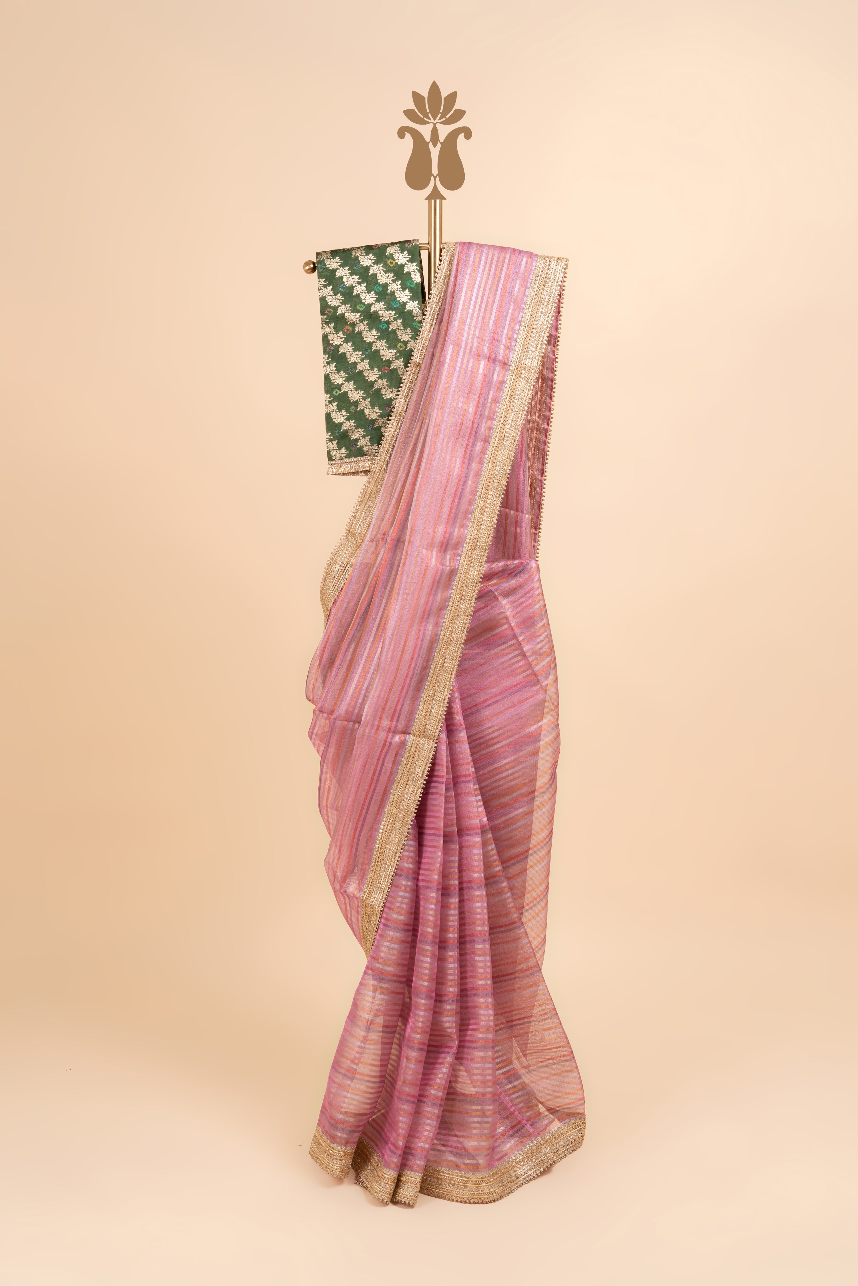 Pink Shimmer Organza Saree