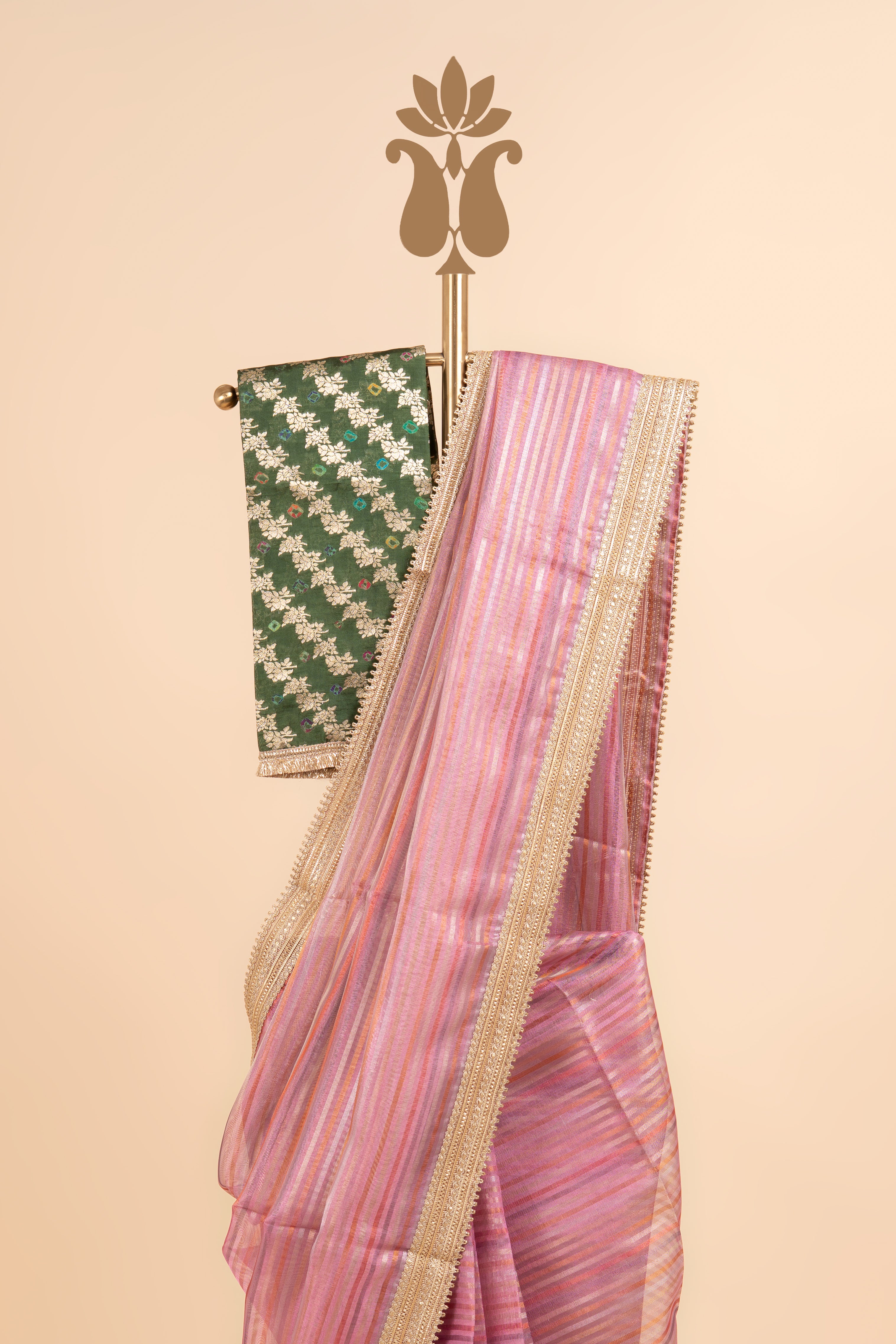 Pink Shimmer Organza Saree