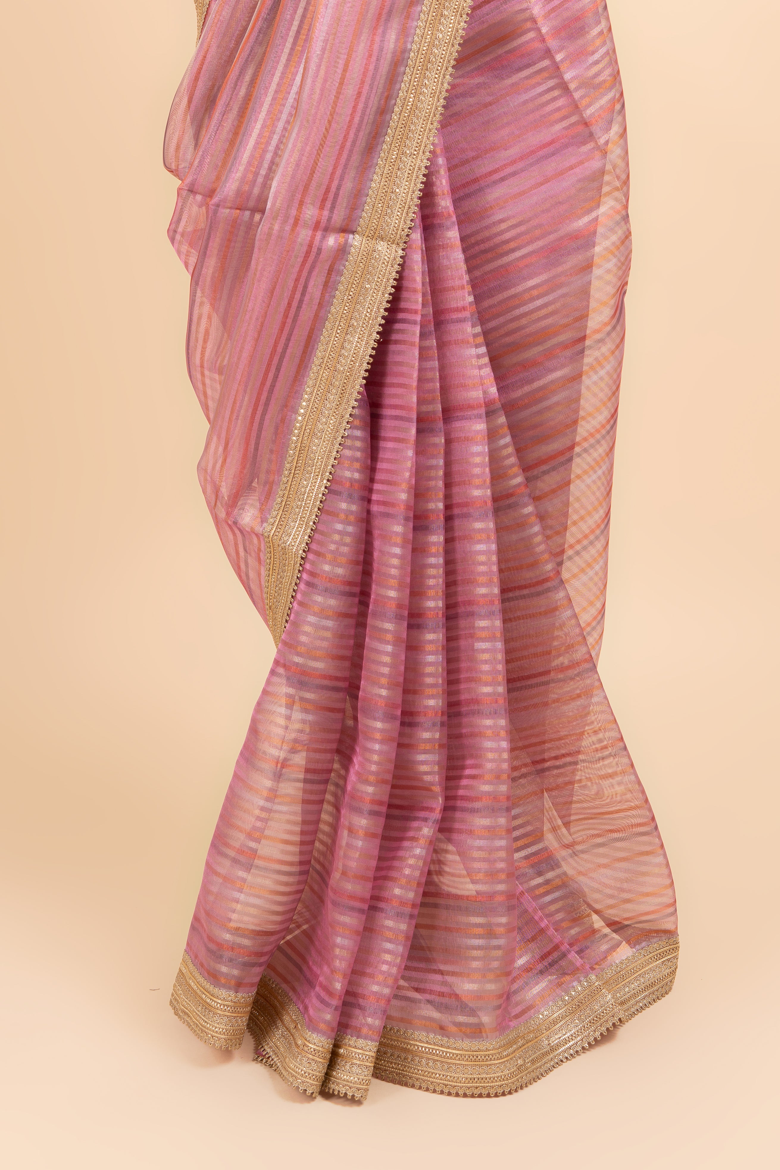 Pink Shimmer Organza Saree
