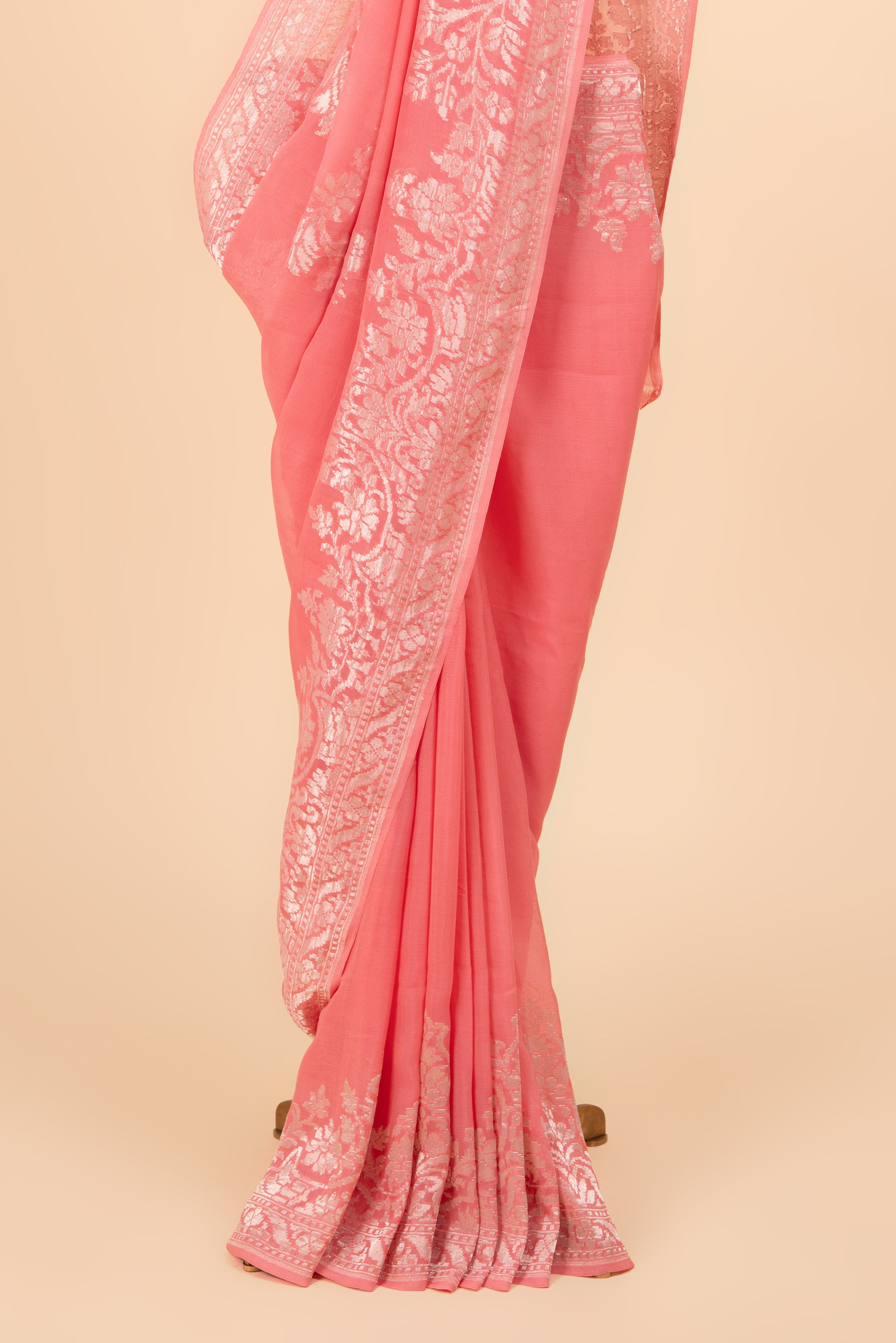 Pastel Banarasi Chiffon Saree