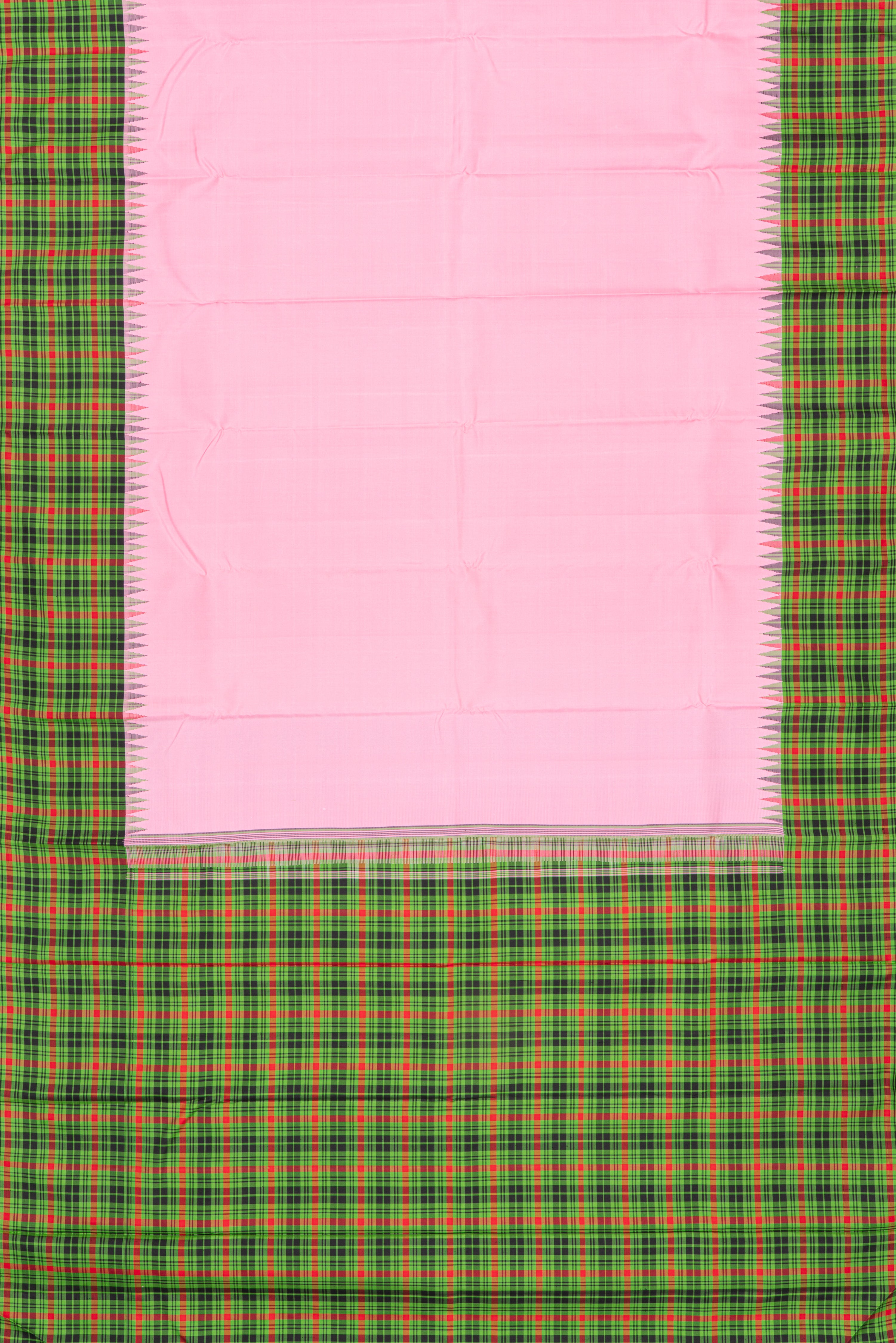 Pastel Checks No-Zari Kanjeevaram