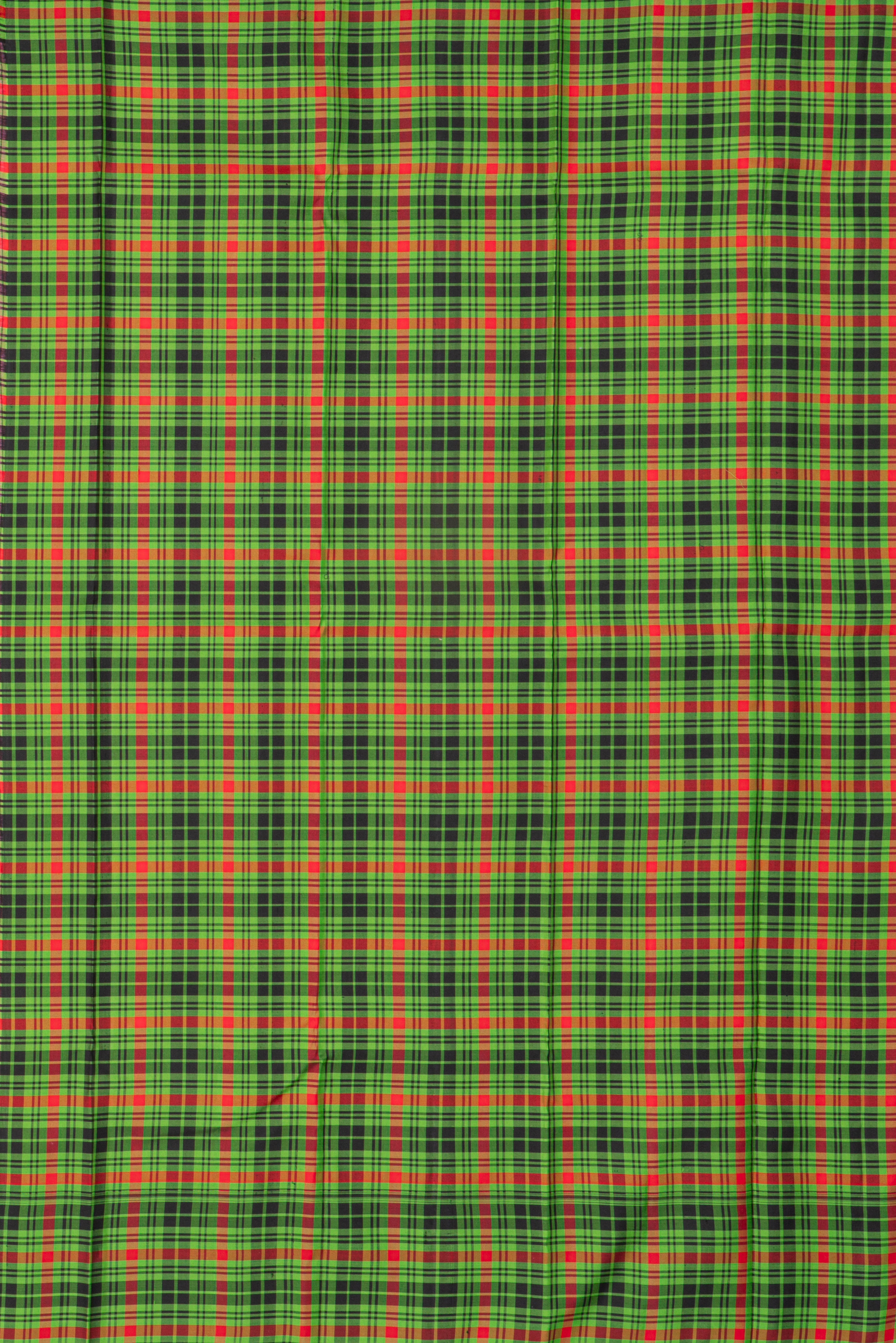 Pastel Checks No-Zari Kanjeevaram