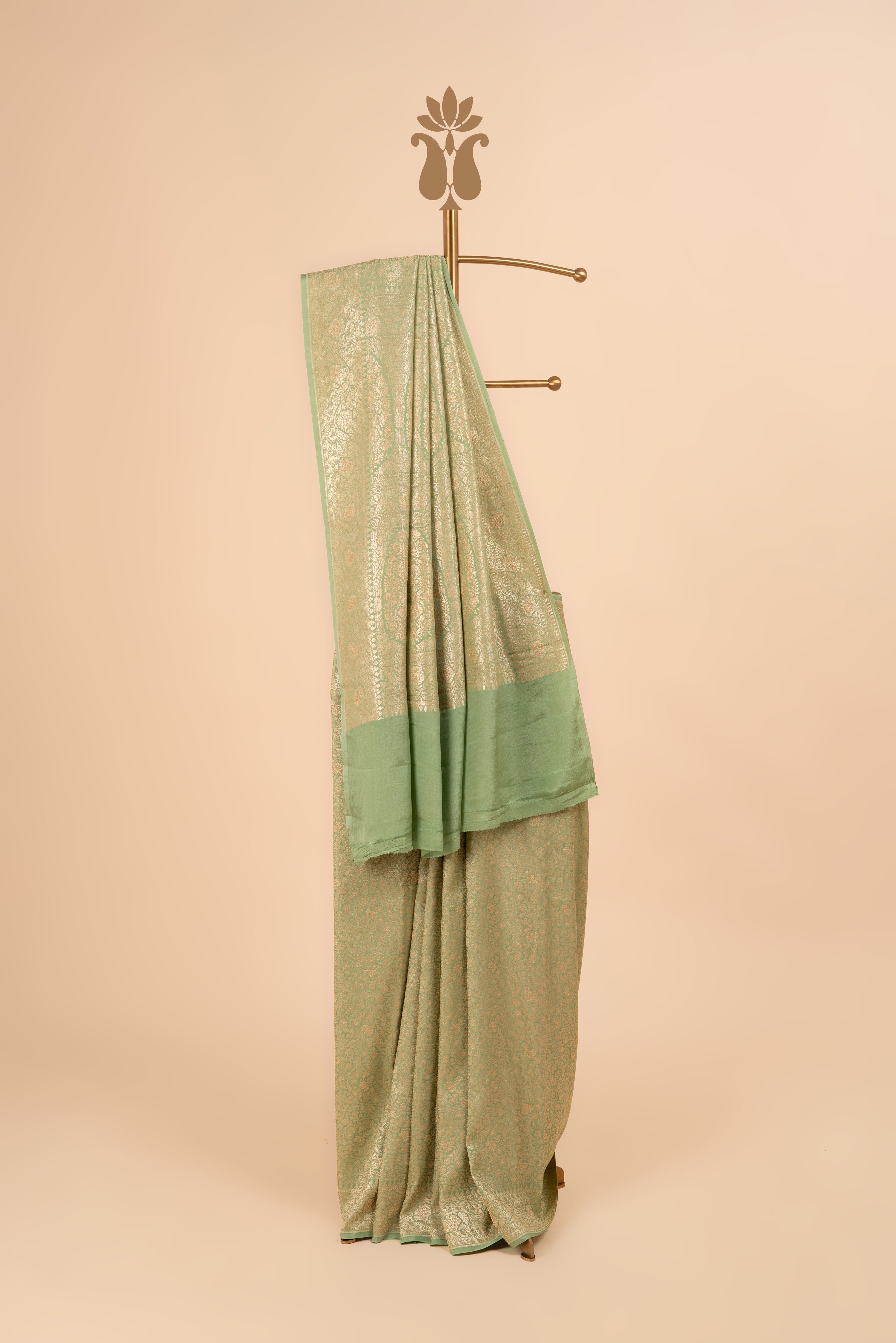 Pista Green Contemporary Banarasi Brocade Crepe Silk Saree