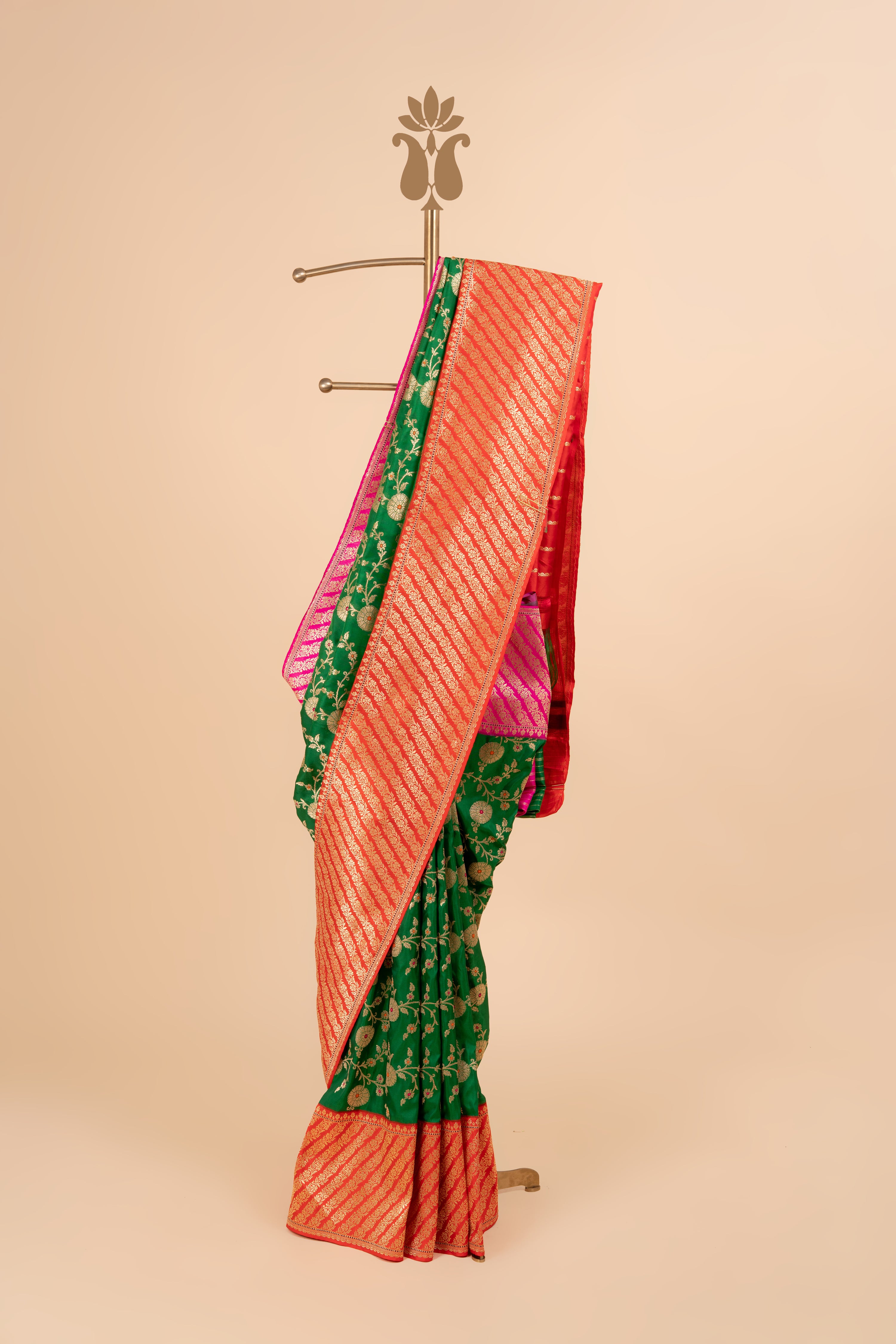 Pure Silk Brocade Banarasi With Ganga Jamuna Border Saree