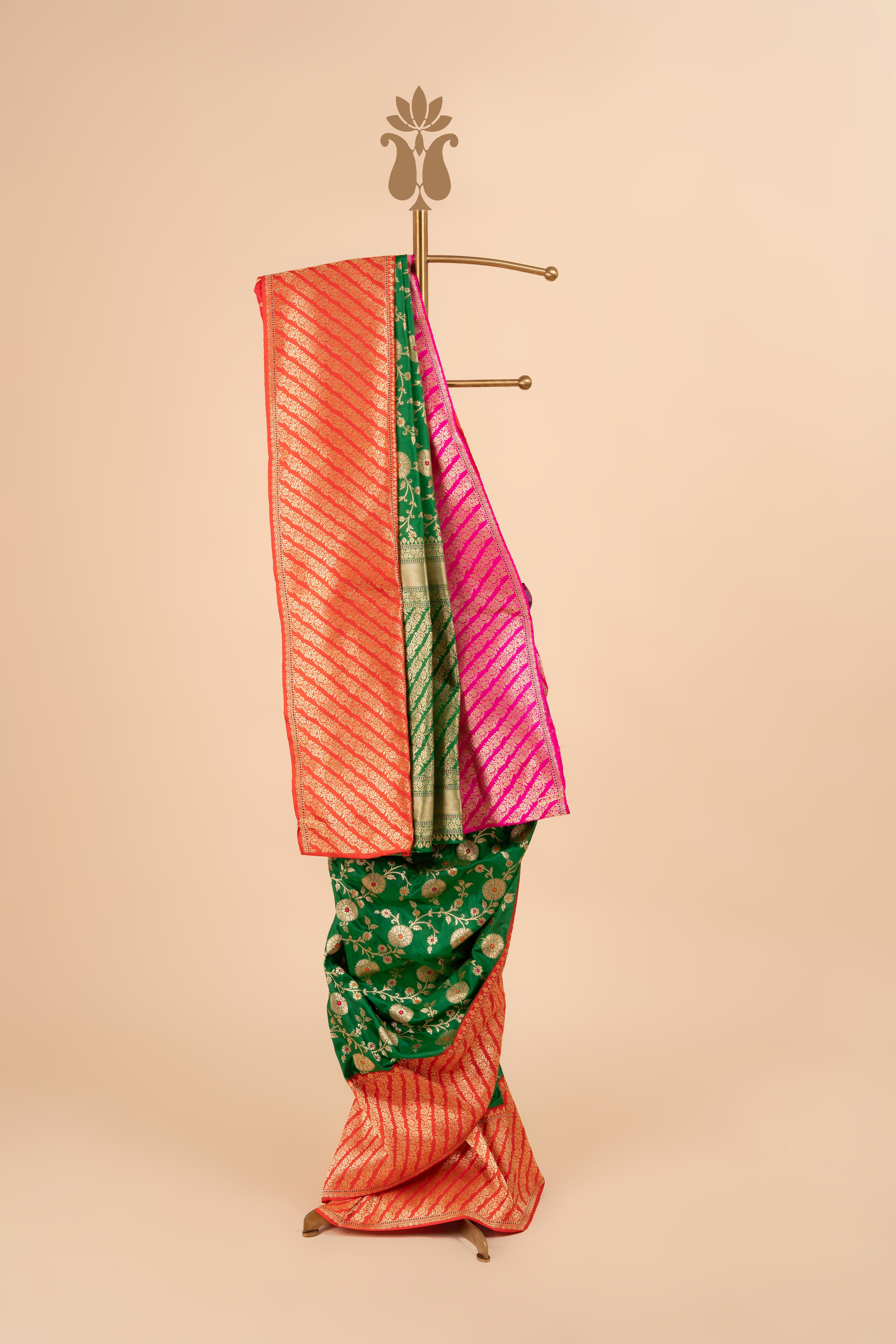Pure Silk Brocade Banarasi With Ganga Jamuna Border Saree