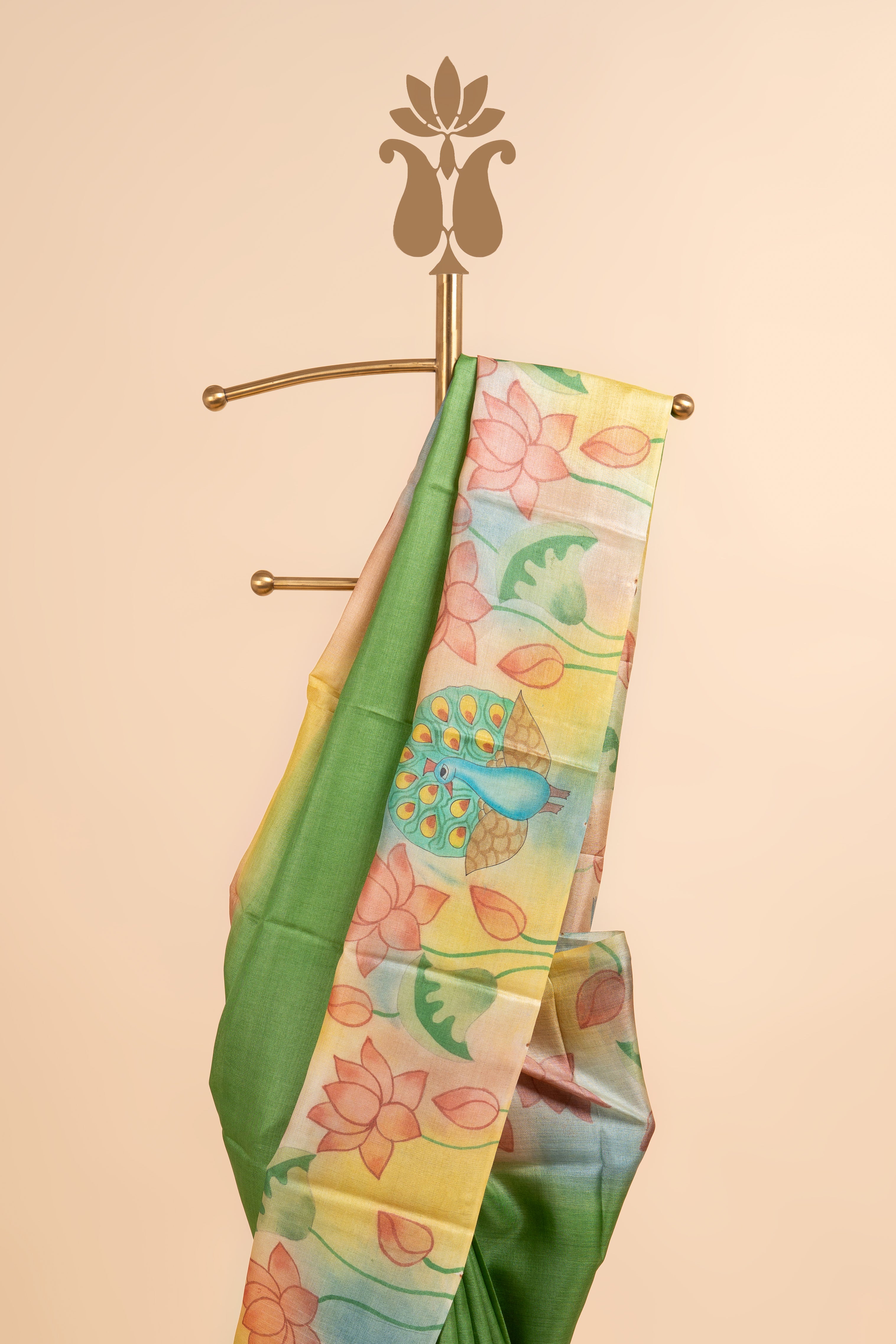 Regal Green Pichwai Tussar Silk Saree